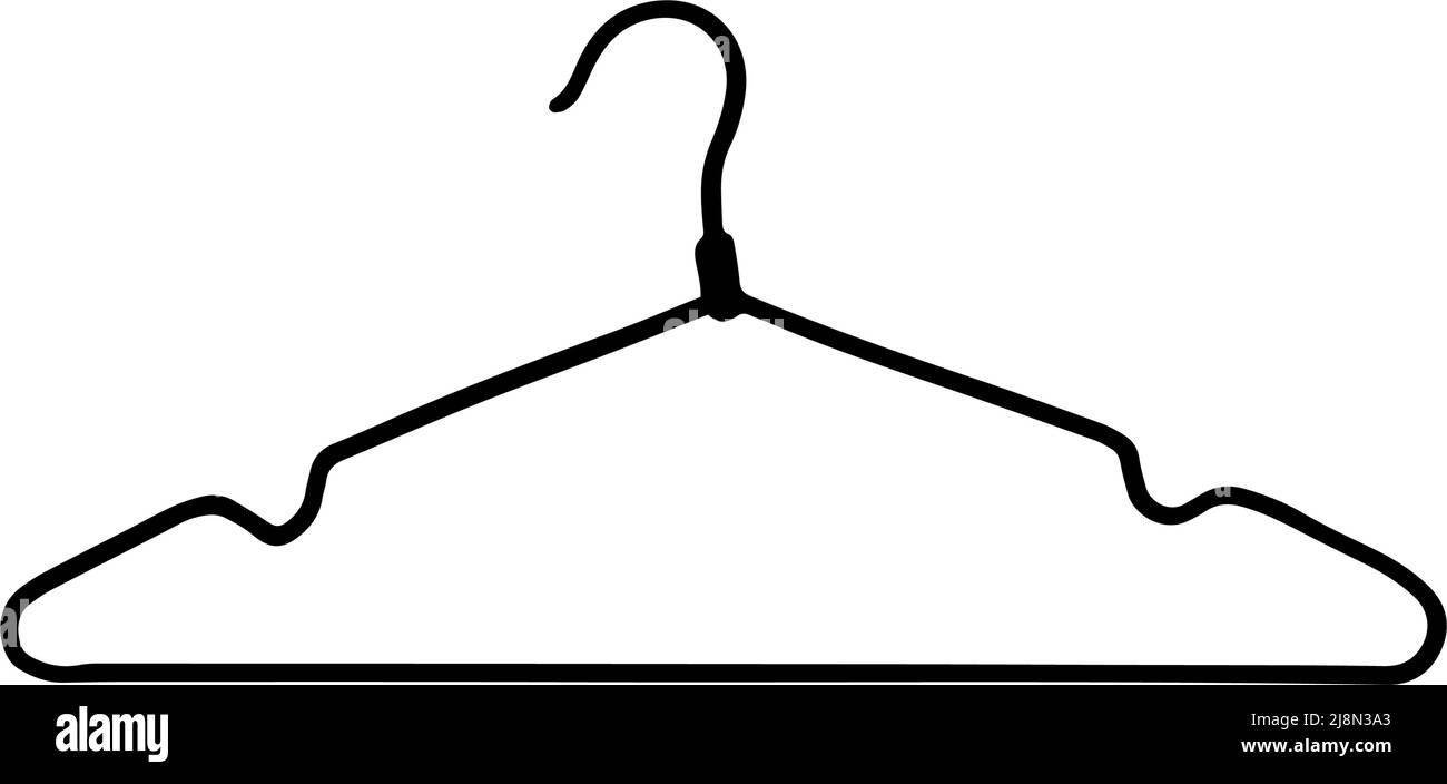 Vector Single Black Sketch Wardrobe Shoulder Hanger. Stock Vector