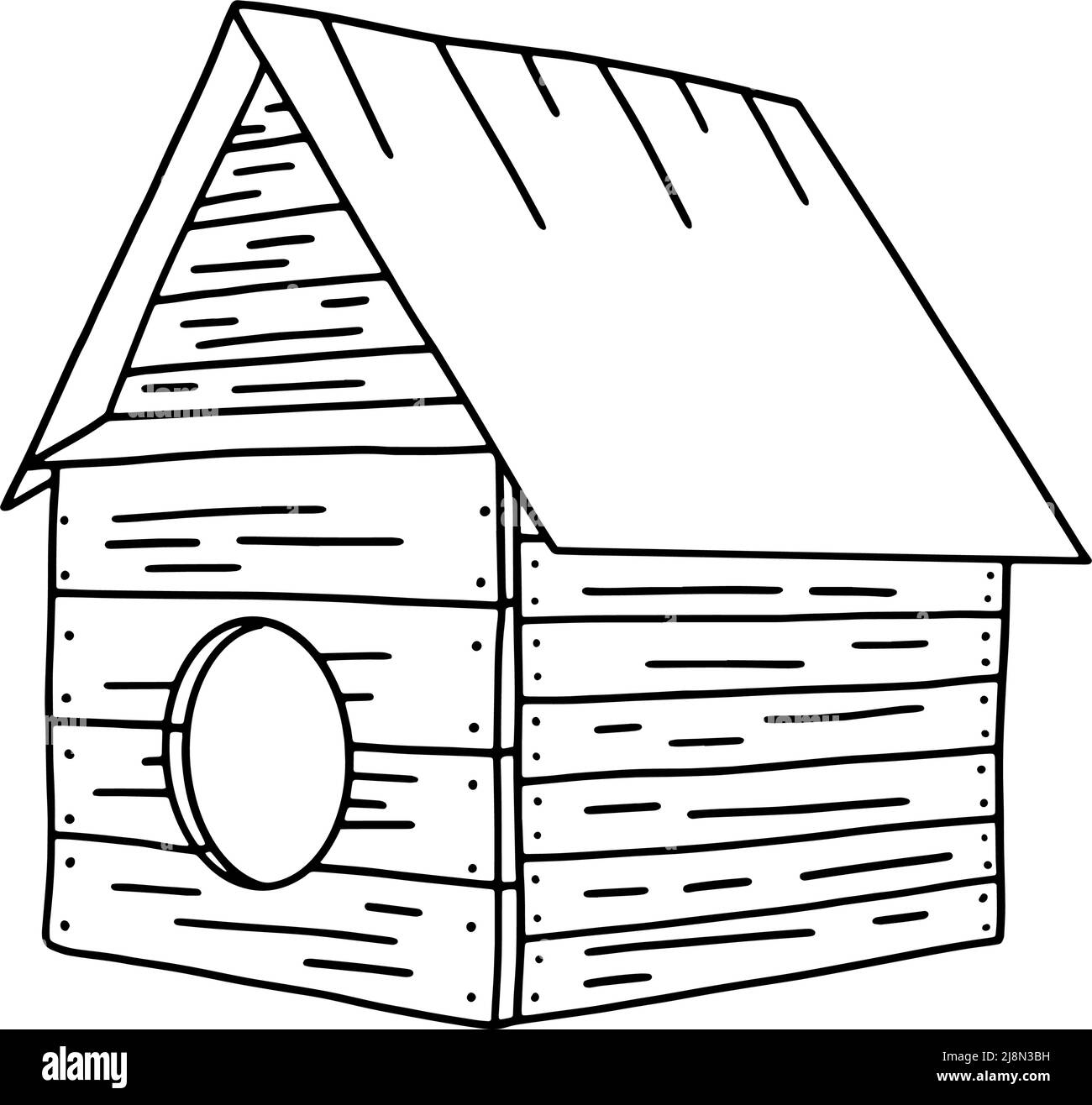 Hand drawn doghouse doodle. Vector illustration of Dog house Stock