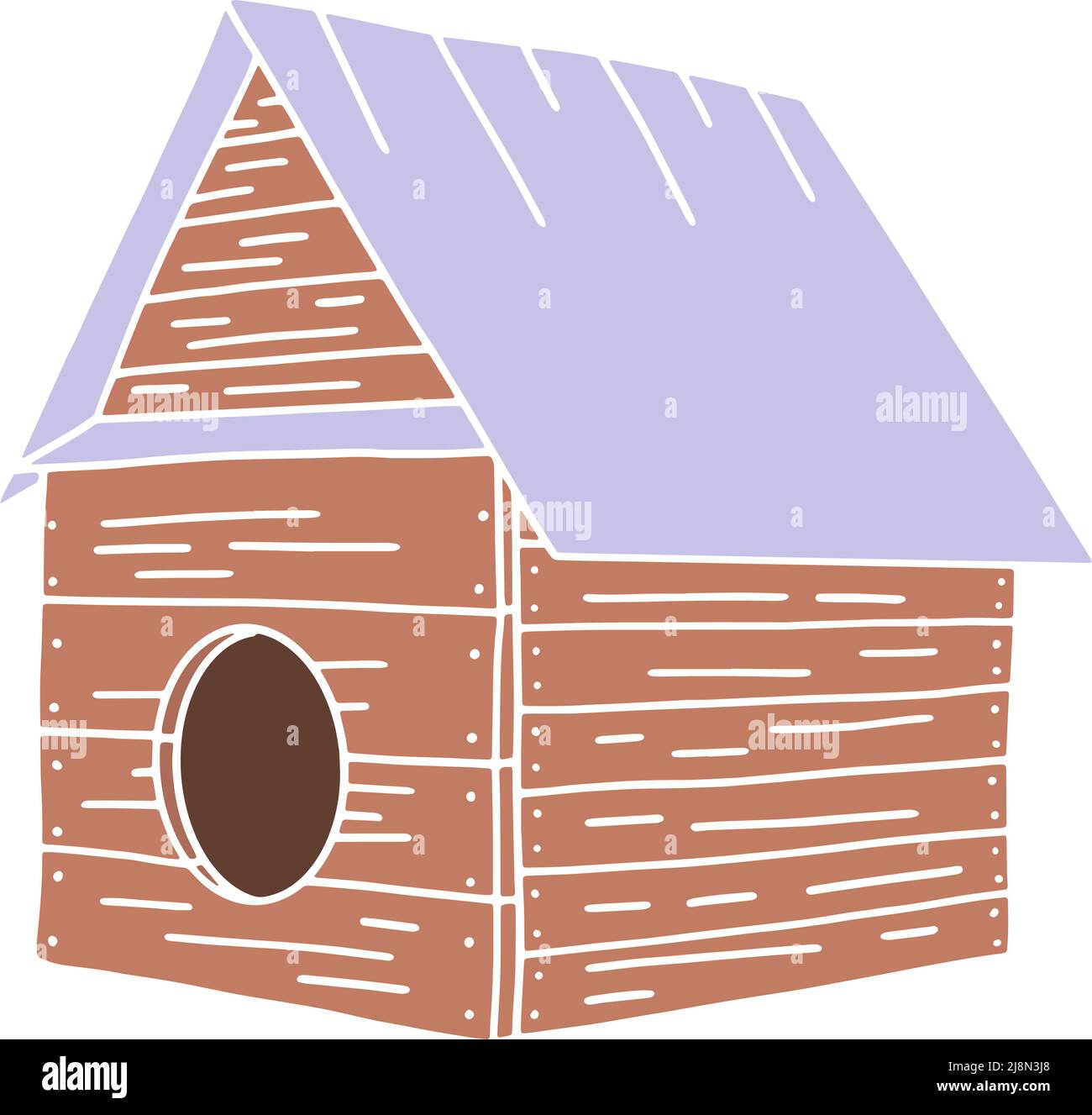 Hand drawn doghouse doodle. Vector illustration of Dog house Stock