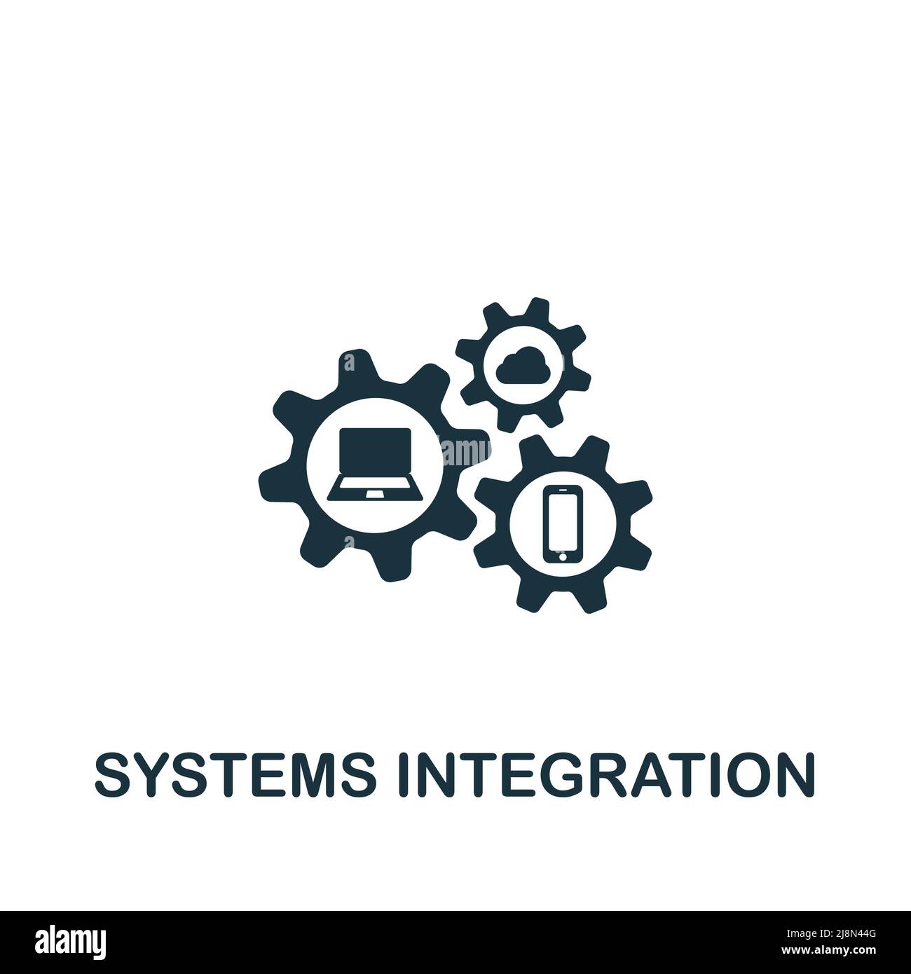 Systems Integration icon. Monochrome simple Industry 4.0 icon for ...