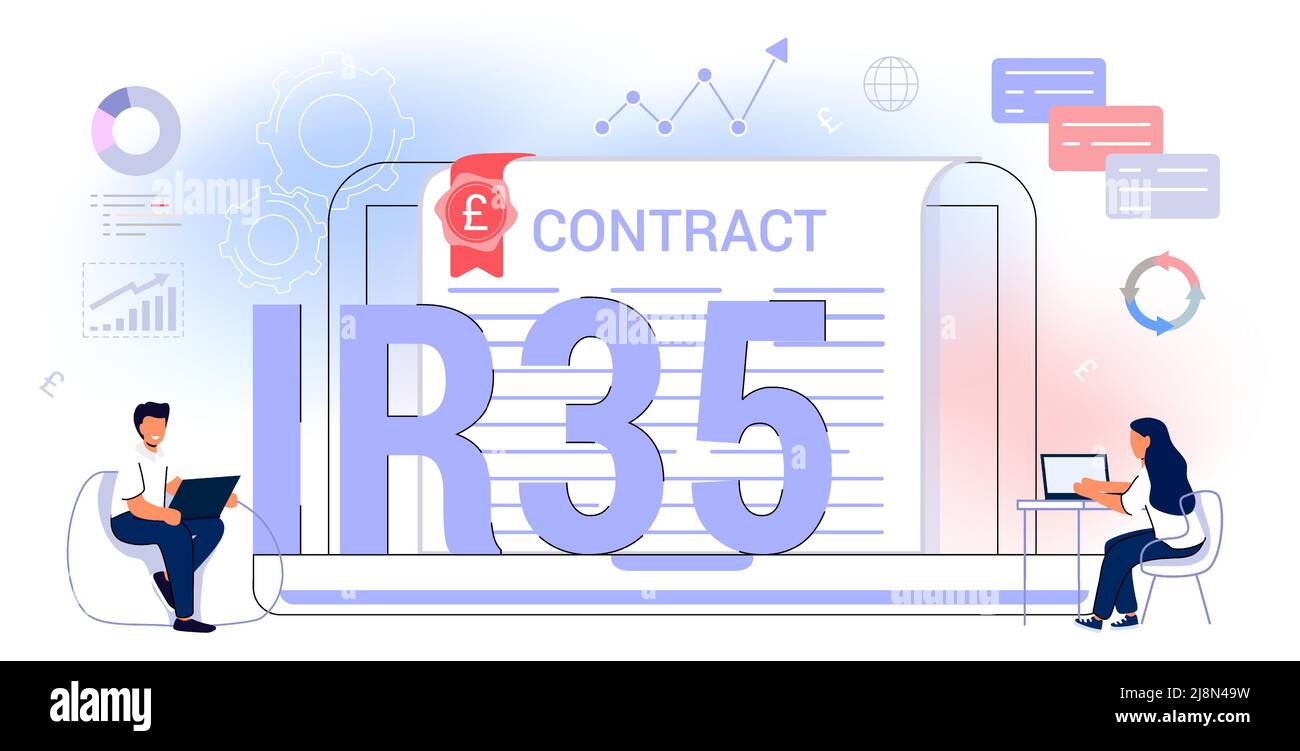 IR35 Intermediaries legislation business tax concept United Kingdom vector illustration Provide services to clients through intermediary Finance conce Stock Vector