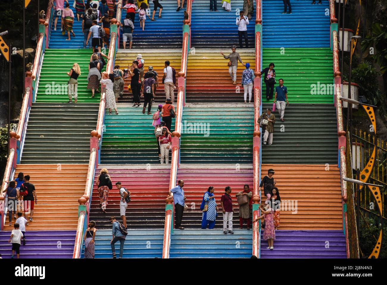 Colorful stairs of Batu caves Stock Photo