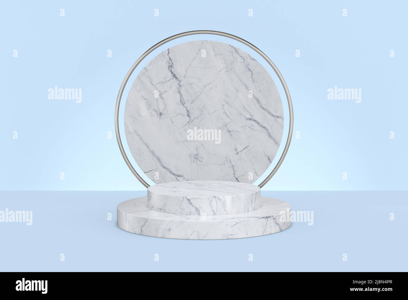 Round Marble Podium On Blue Background. 3D Illustration Stock Photo - Alamy