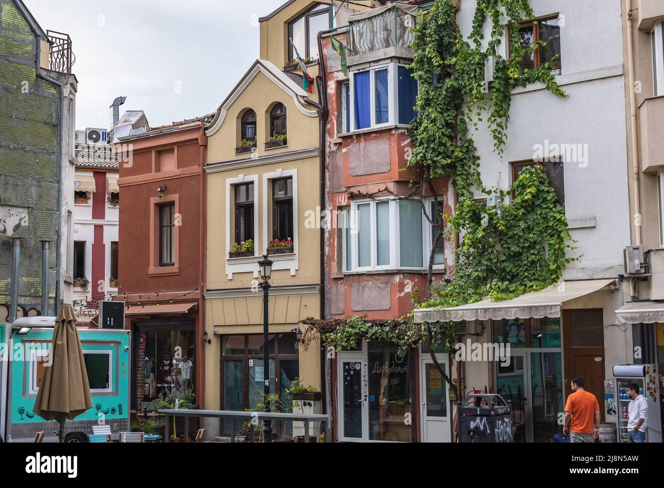 Buildings in Kapana - The Trap famous art quarter of Plovdiv city ...