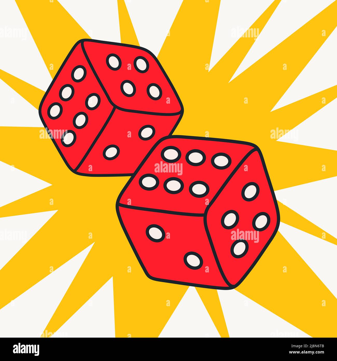 Cartoon vector funny cute Comic characters, dice. Stock Vector