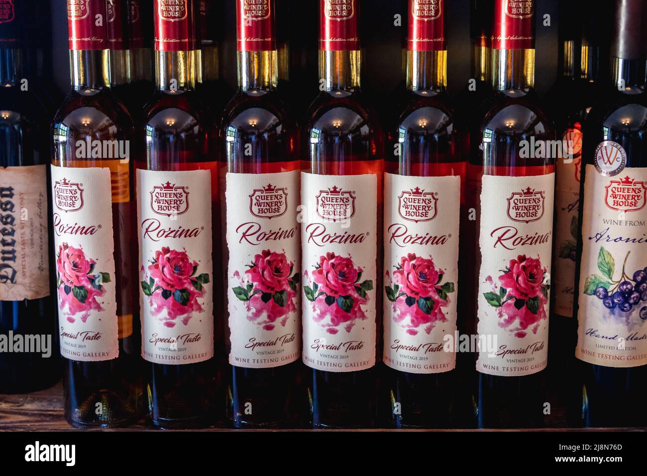 Rozina rose wines in Queens Winery House in Palace architectural park