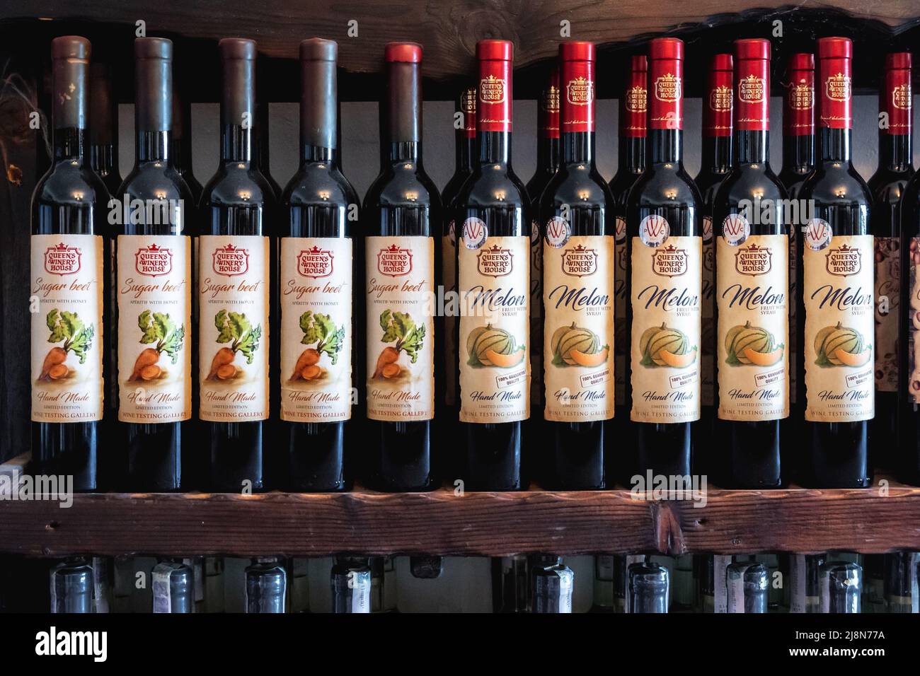 Fruit wines in Queens Winery House in Palace architectural park and