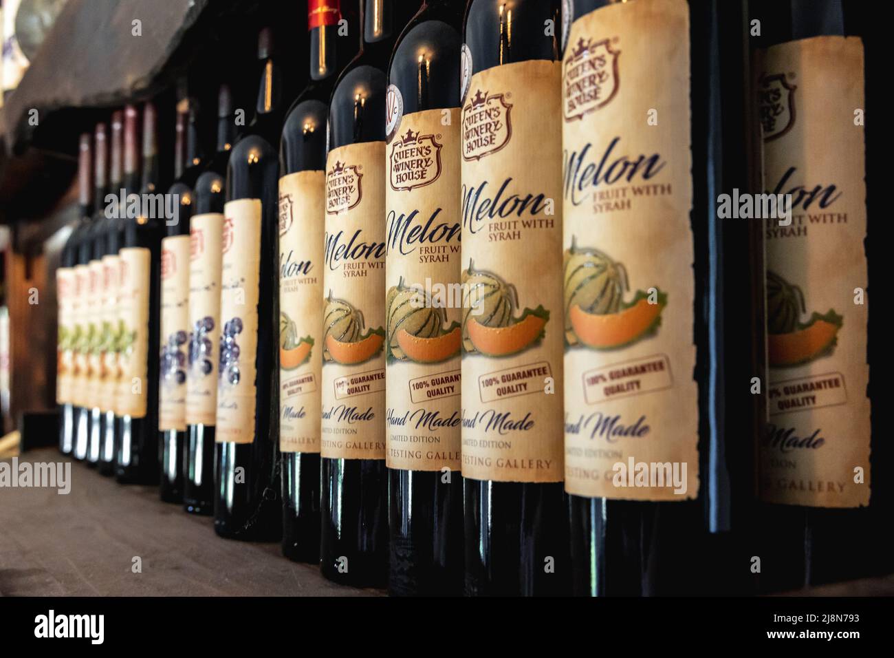 Melon wines in Queens Winery House in Palace architectural park and