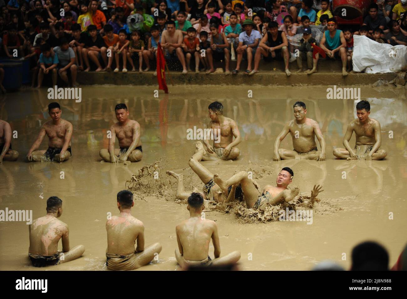 Vietnam mud ball wrestling Stock Photo