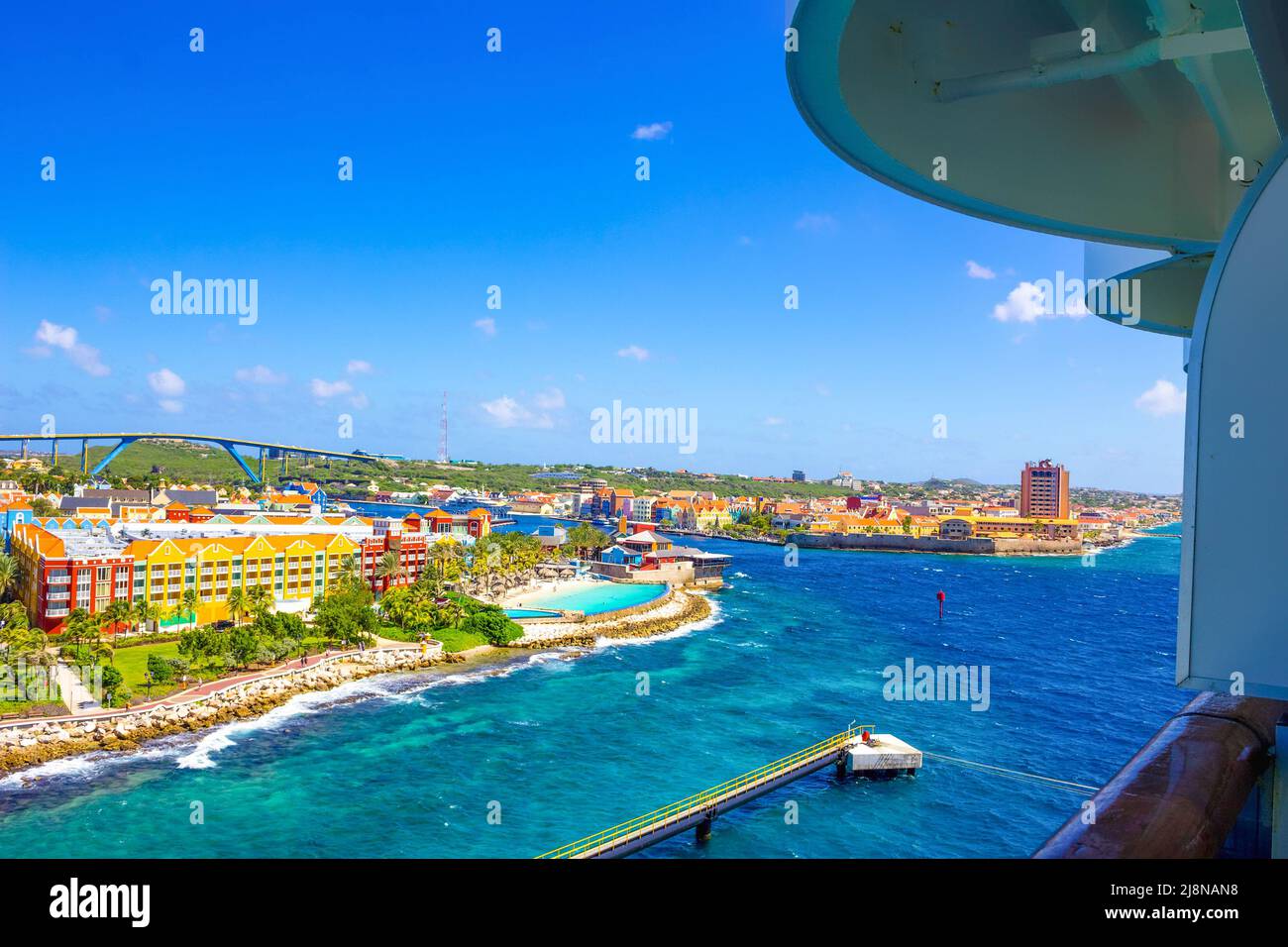 The Island Curacao is a tropical paradise in the Antilles in the Caribbean sea with beautiful architecture, beaches. Stock Photo