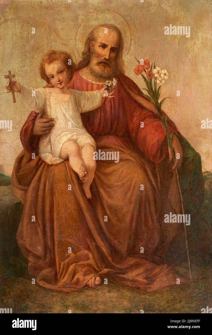 San Giuseppe col Bambino olio su tela Ferdinando Folchi ultimo