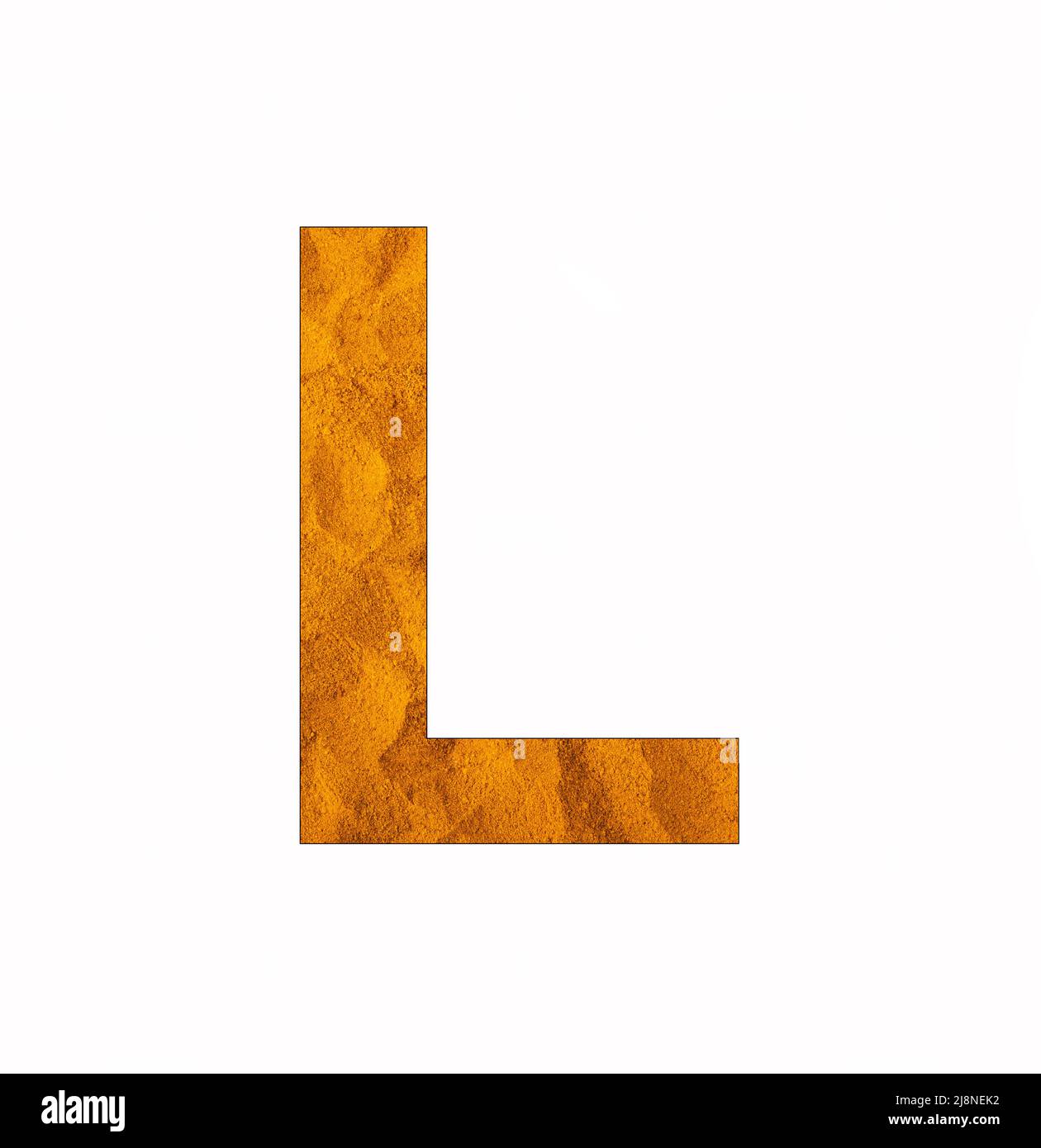 Color Powder Letter L Alphabet letter L - Turmeric powder background Stock Photo - Alamy