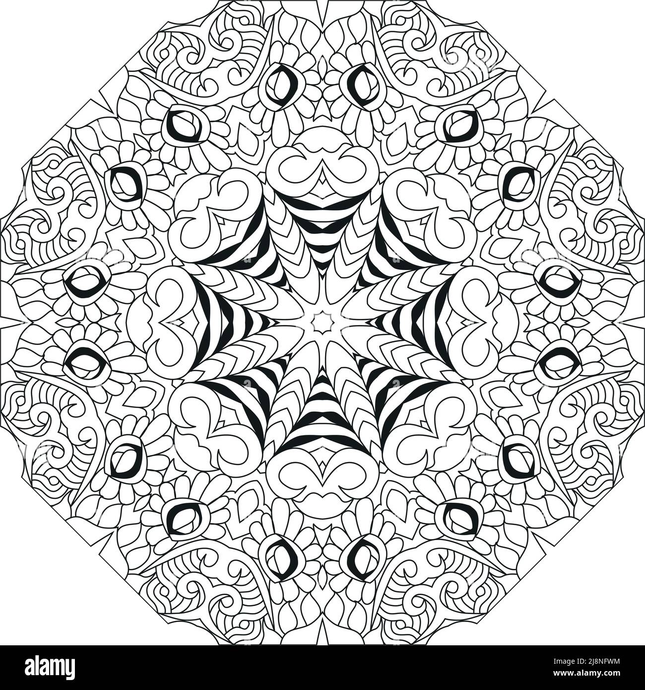 Vector Adult Coloring Book Textures. Hand-painted art design. Adult ...