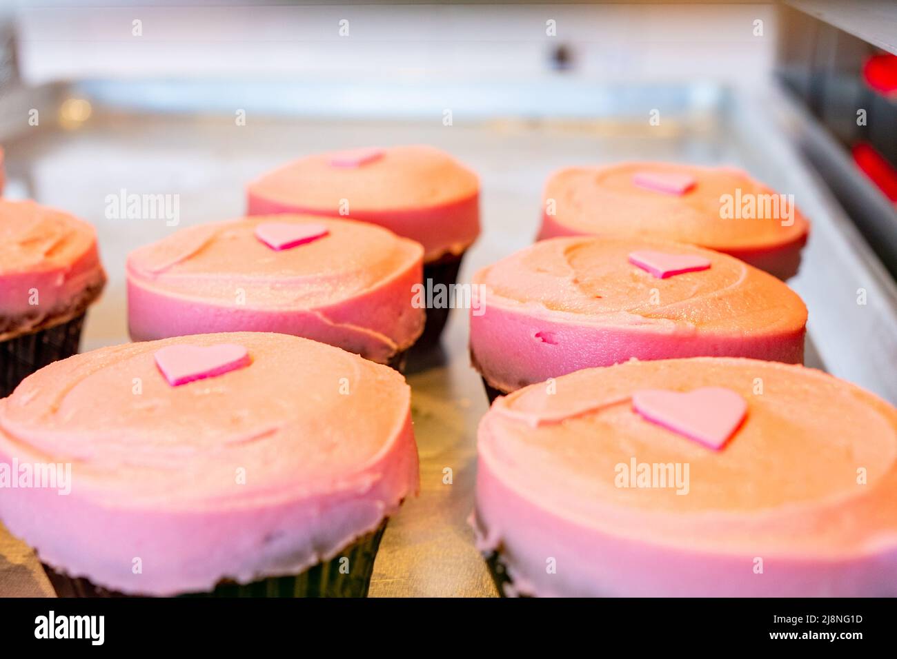USA. 12th Feb, 2022. Row of Sprinkles cupcakes at cupcake store in San Ramon, California, February 12, 2022. (Photo by Gado/Sipa USA) Credit: Sipa USA/Alamy Live News Stock Photo