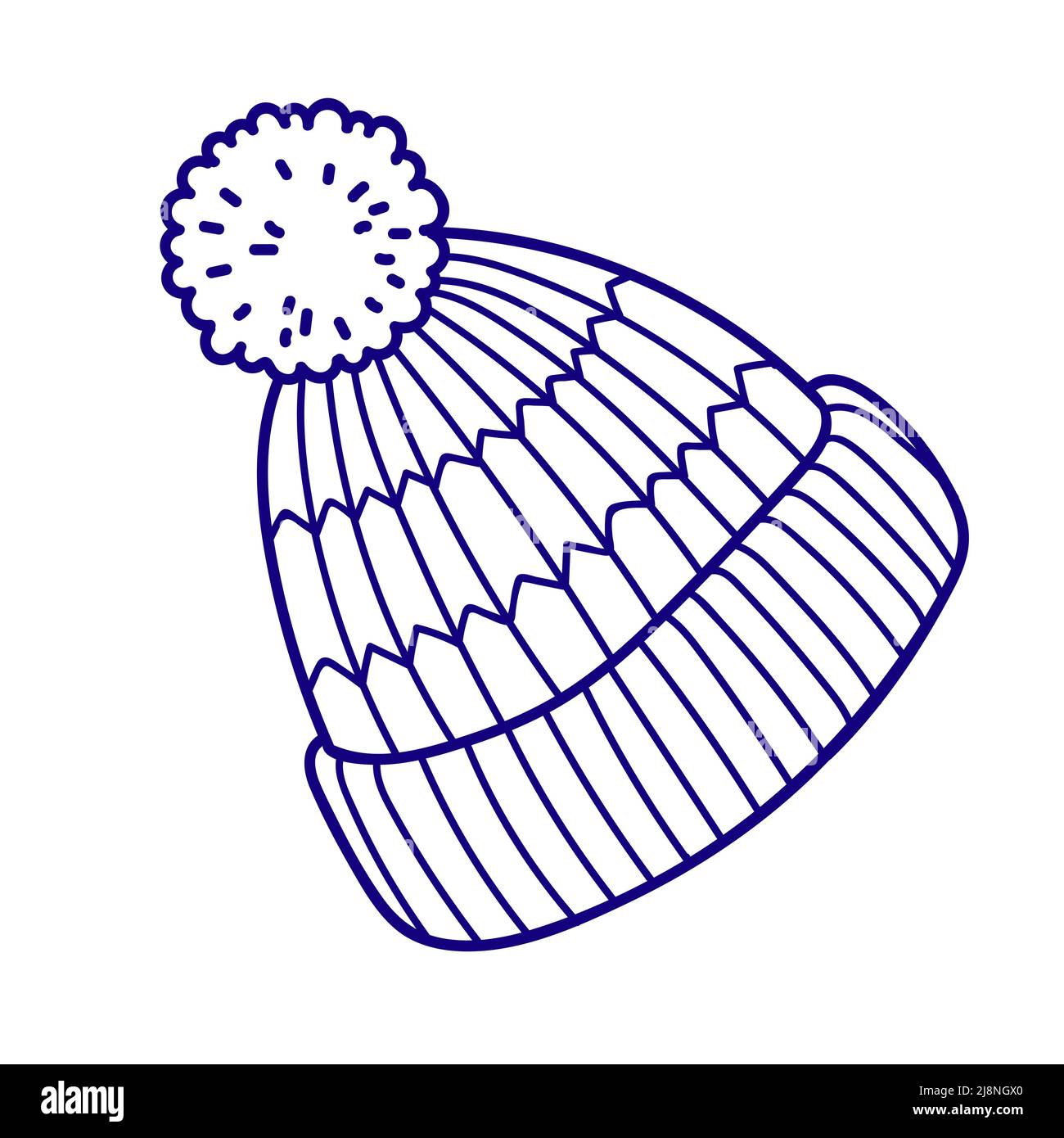 Knitted winter clothes, vector flat illustration. Winter coloring page