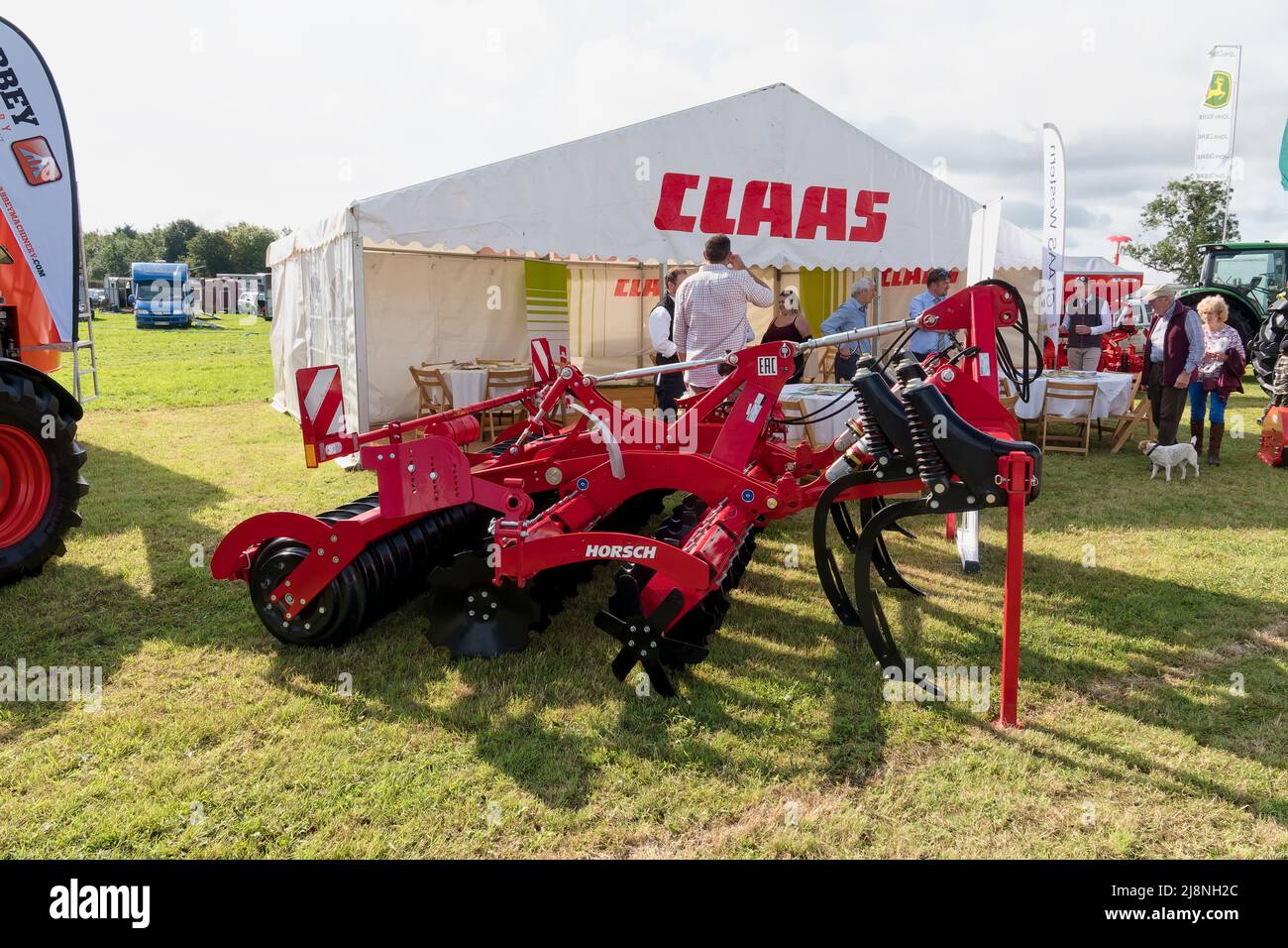 Frome, Somerset, UK - September 11 2021: The CLAAS Agricultural Machinery manufacturer trade stand at the 2021 Frome Agricultural and Cheese Show Stock Photo