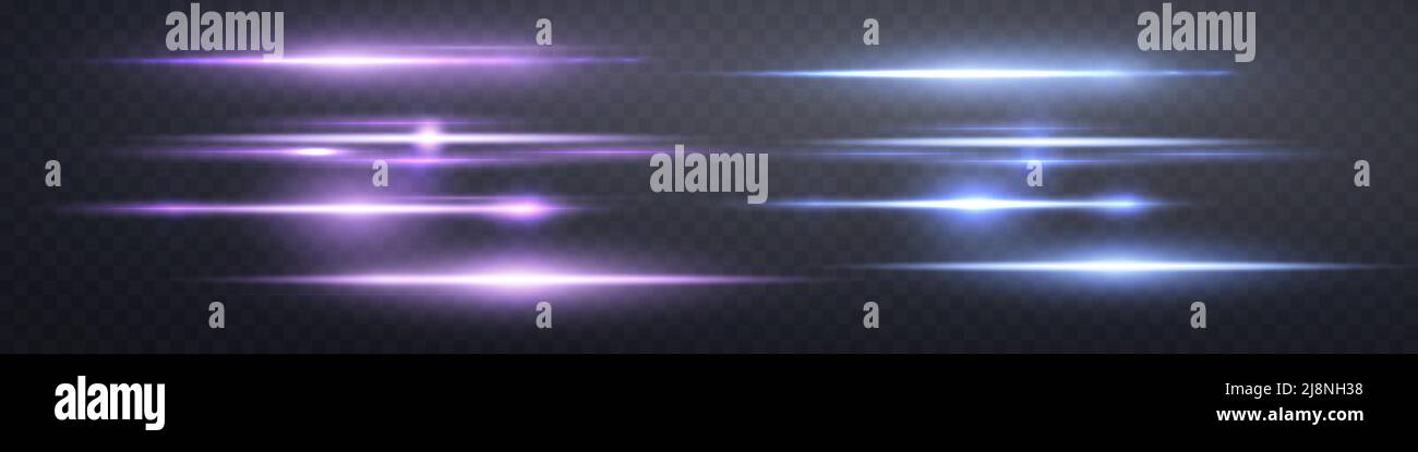 Purple and blue lens flares set. Isolated on transparent background ...