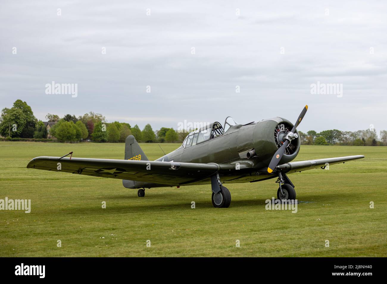 North American AT-6 Texan (G-KAMY) in the United States Army Air Corps markings at Old Warden Aerodrome on the 1st May 2022 Stock Photo