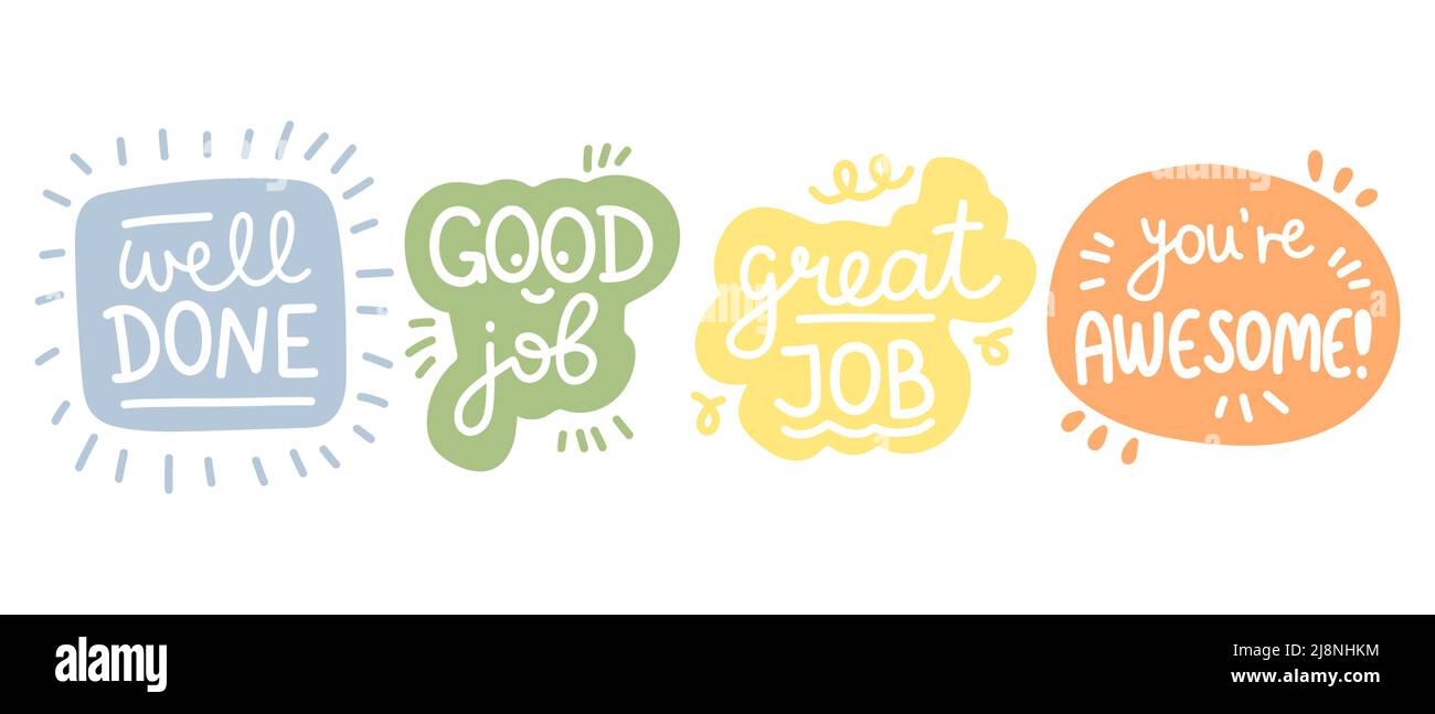 Job and great job stickers vector illustration Stock Vector