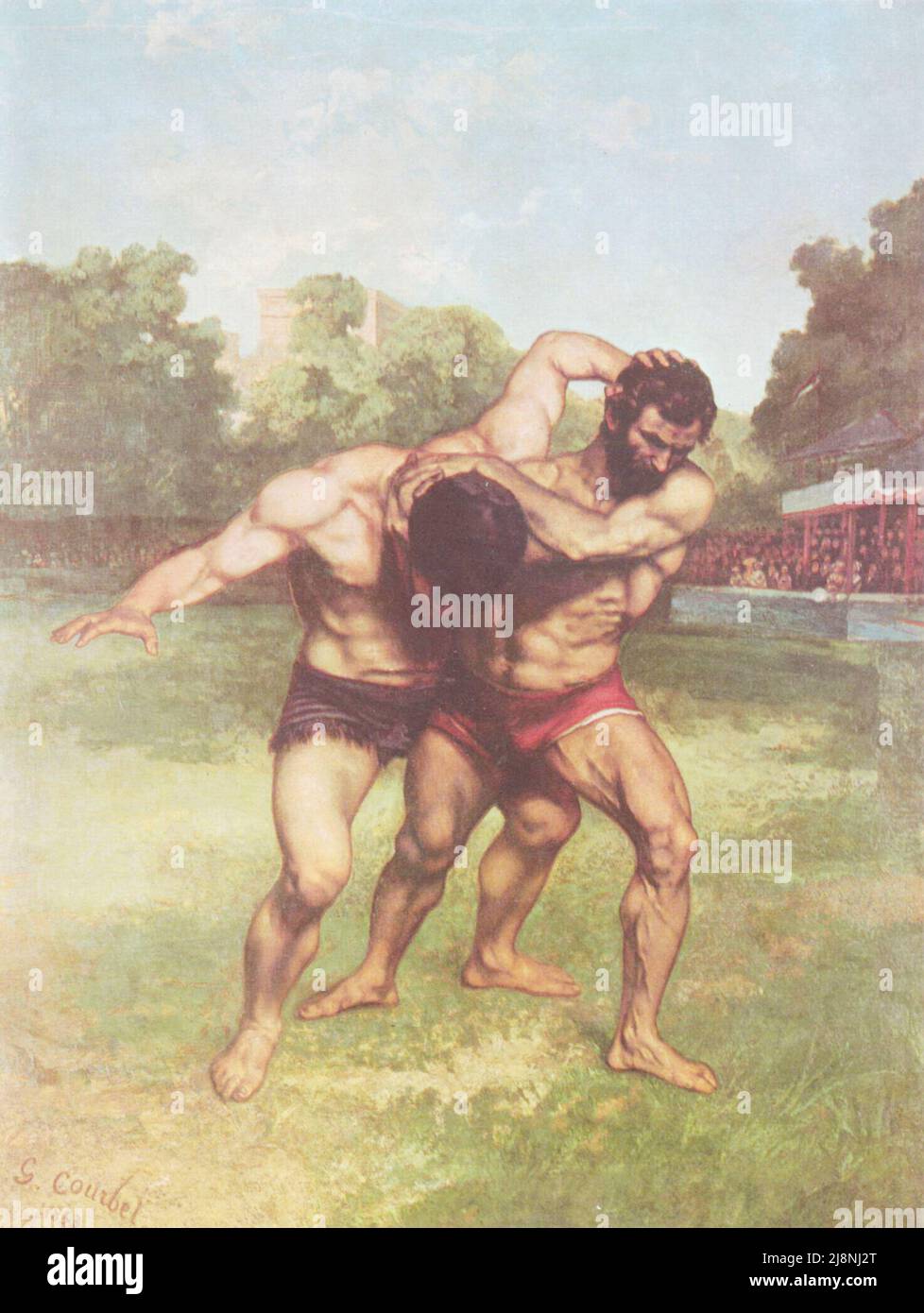 Gustave Courbet - The Wrestlers - 1853 Stock Photo