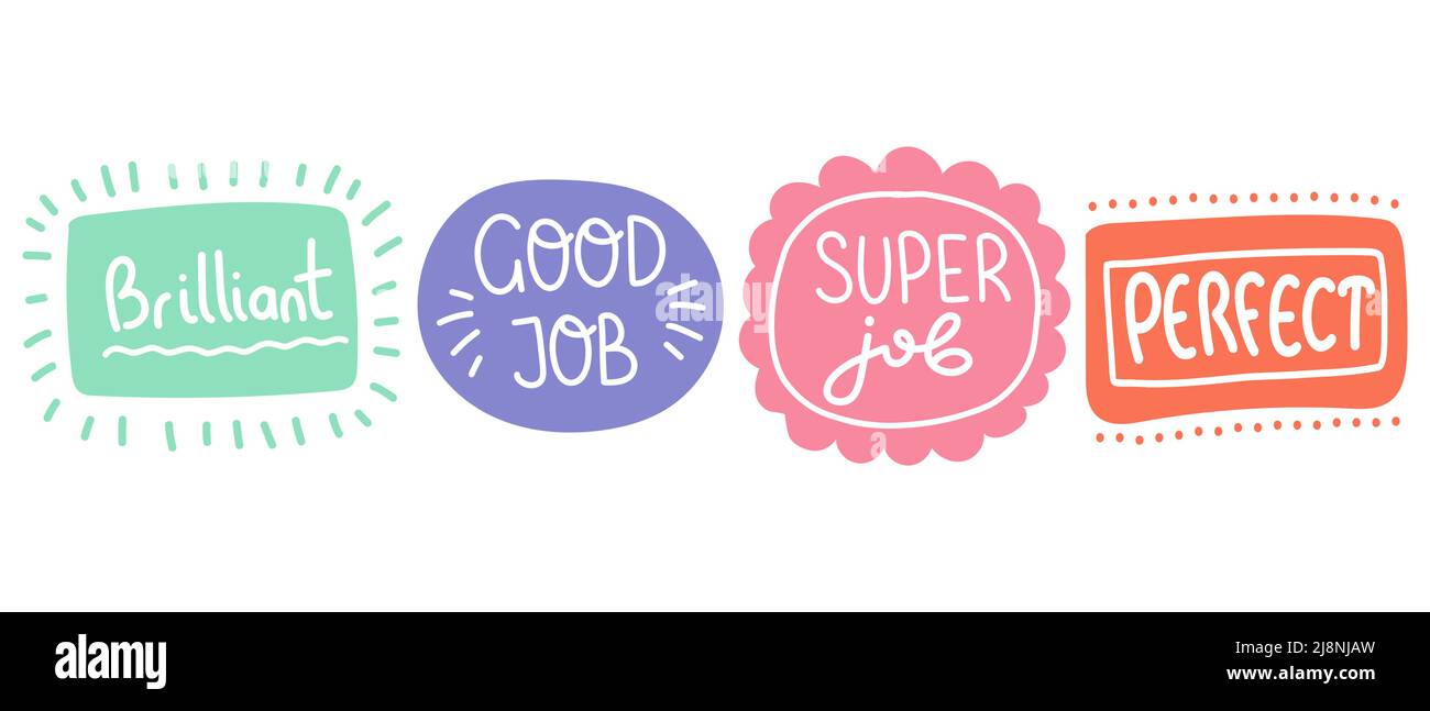 Job and great job stickers vector illustration Stock Vector