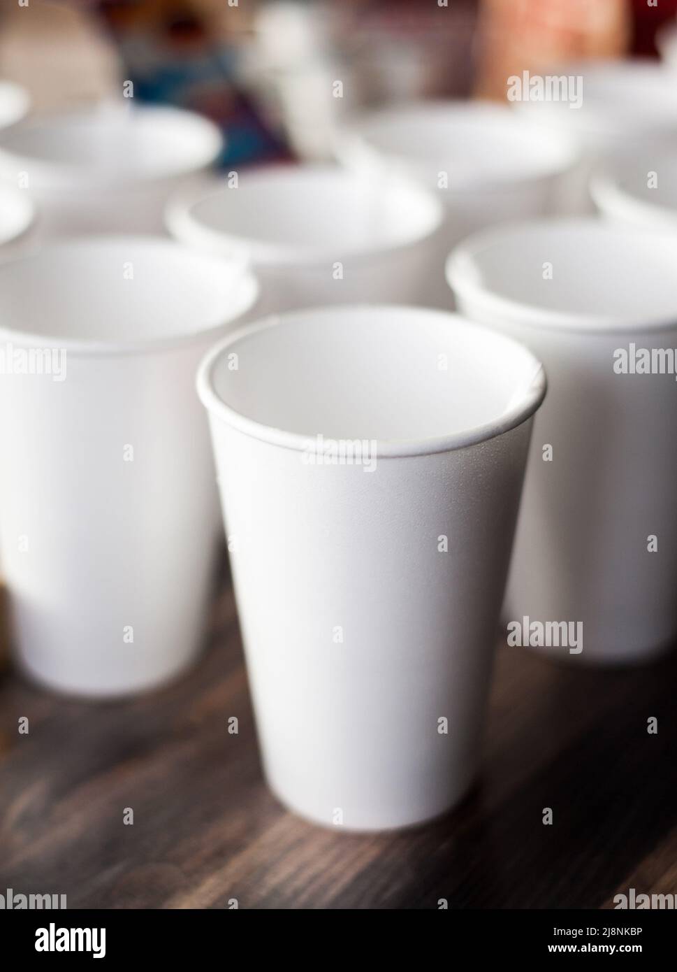A group of empty coffee cups to serve tea or coffee at an event buffet Stock Photo Alamy