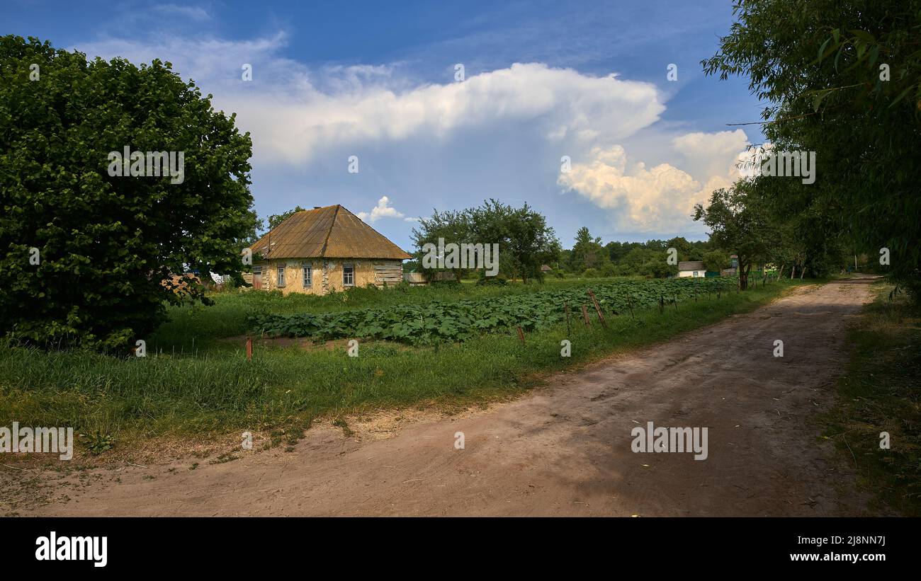 country house near a road in the village in Ukraine Stock Photo - Alamy