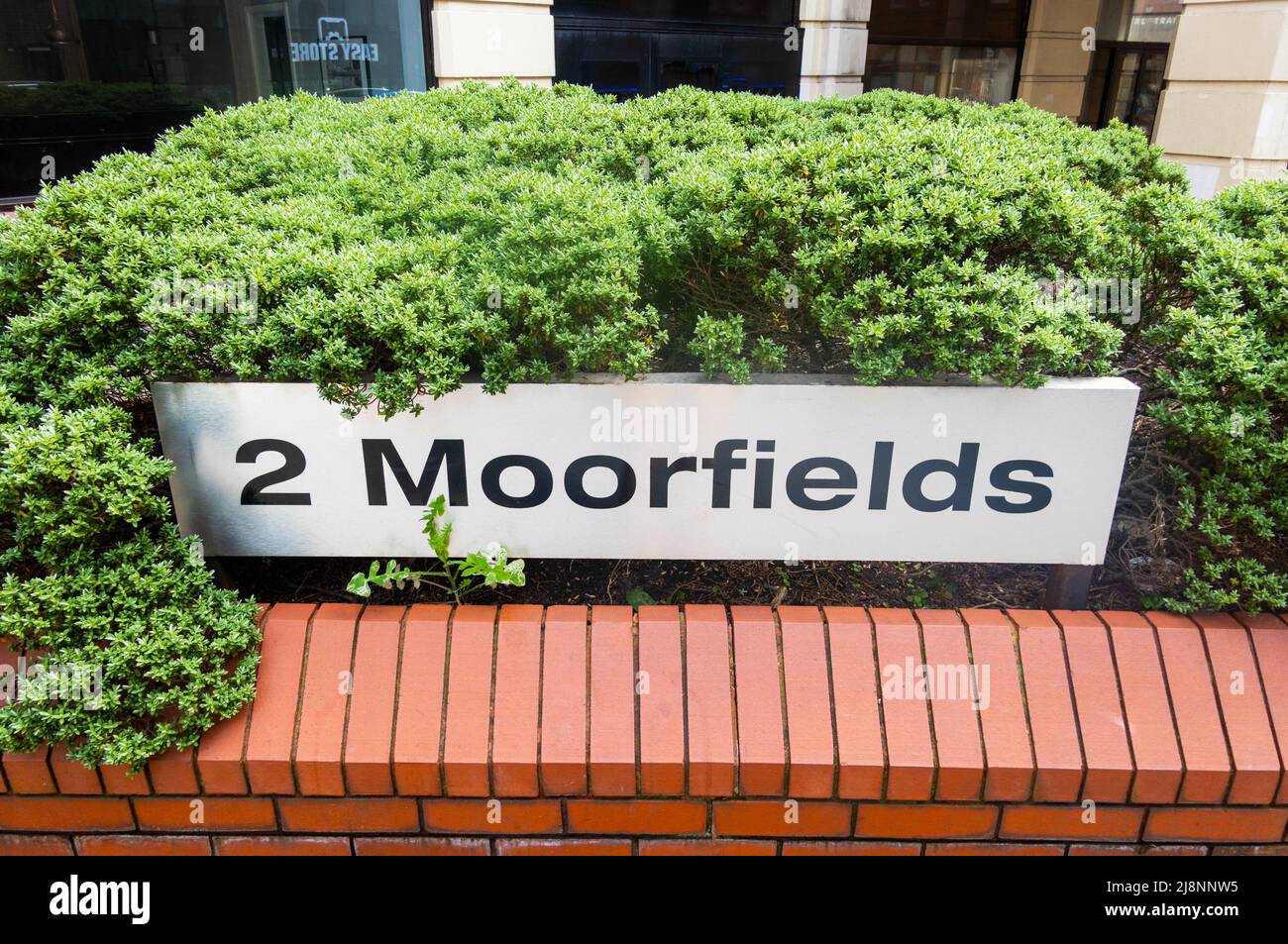 2 Moorfields sign outside of the apartment building in Liverpool Stock