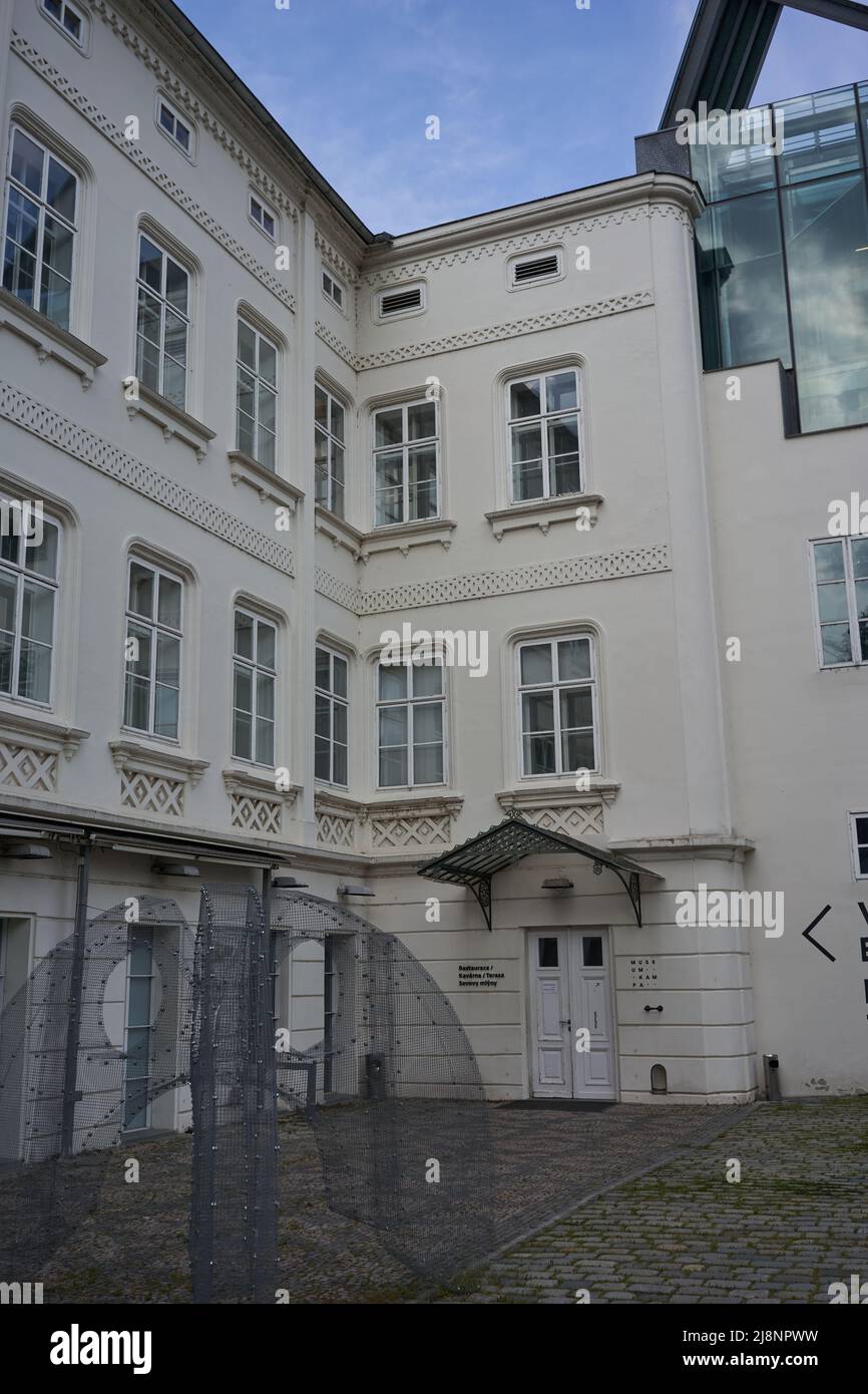 Prague, Czech Republic - May 7, 2022 - Museum Kampa - a modern art gallery housed in the former Sova Mills by the banks of the Vltava river Stock Photo
