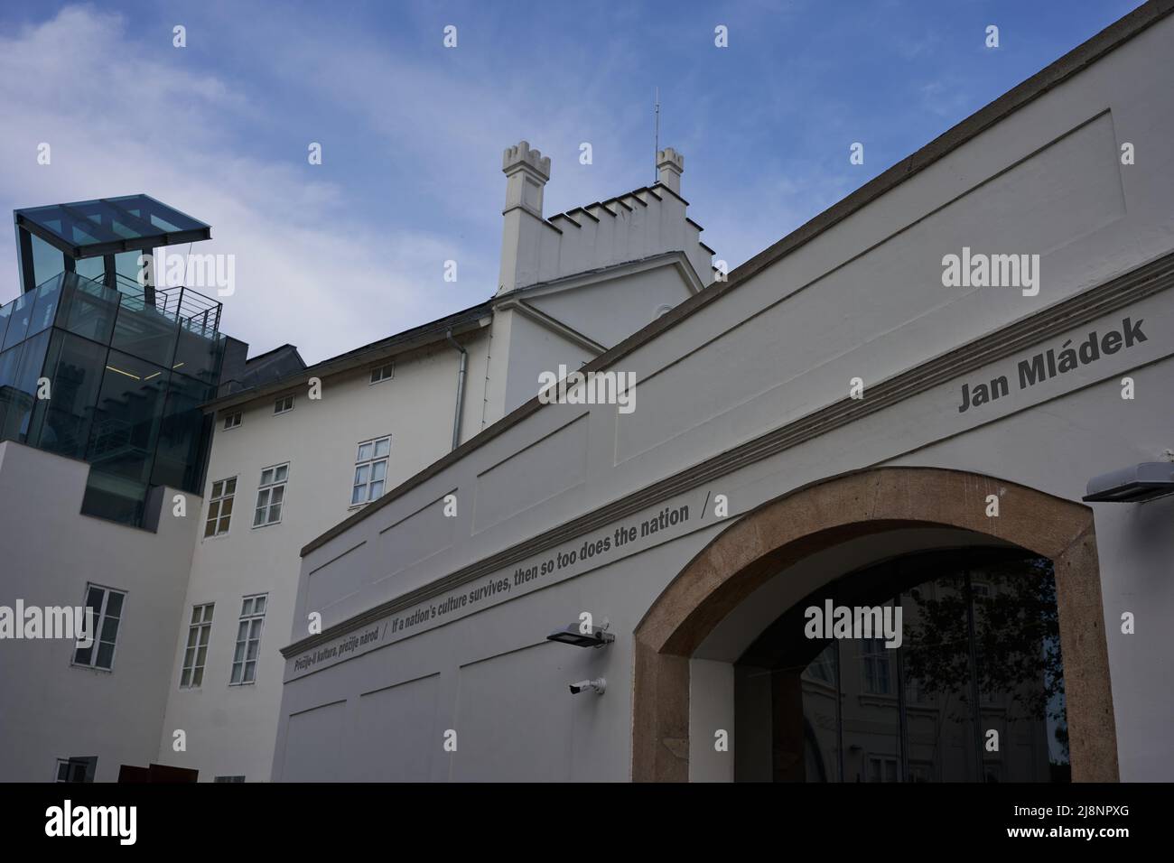 Prague, Czech Republic - May 7, 2022 - Museum Kampa - a modern art gallery housed in the former Sova Mills by the banks of the Vltava river Stock Photo