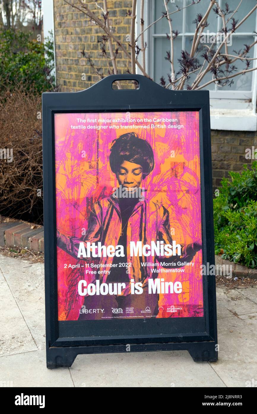 Althea McNish 'Colour is Mine' Caribbean black woman textile designer exhibition at the William Morris Gallery Walthamstow London UK 2022 KATHY DEWITT Stock Photo