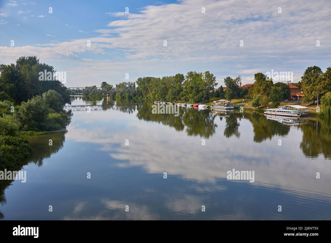 Peaceful waters of rivers, summer landscape Stock Photo
