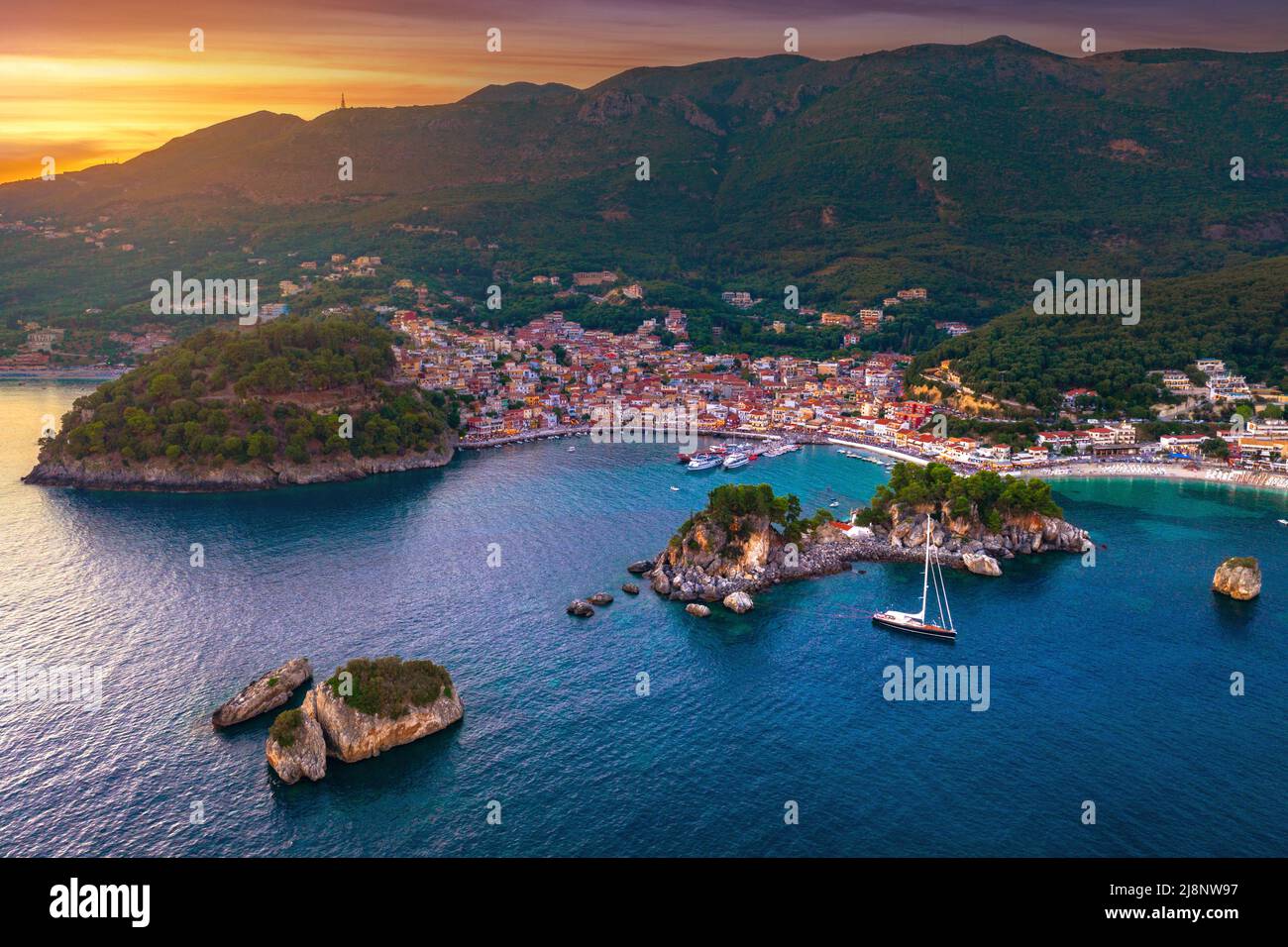 Drone view touristic village parga hi-res stock photography and images ...