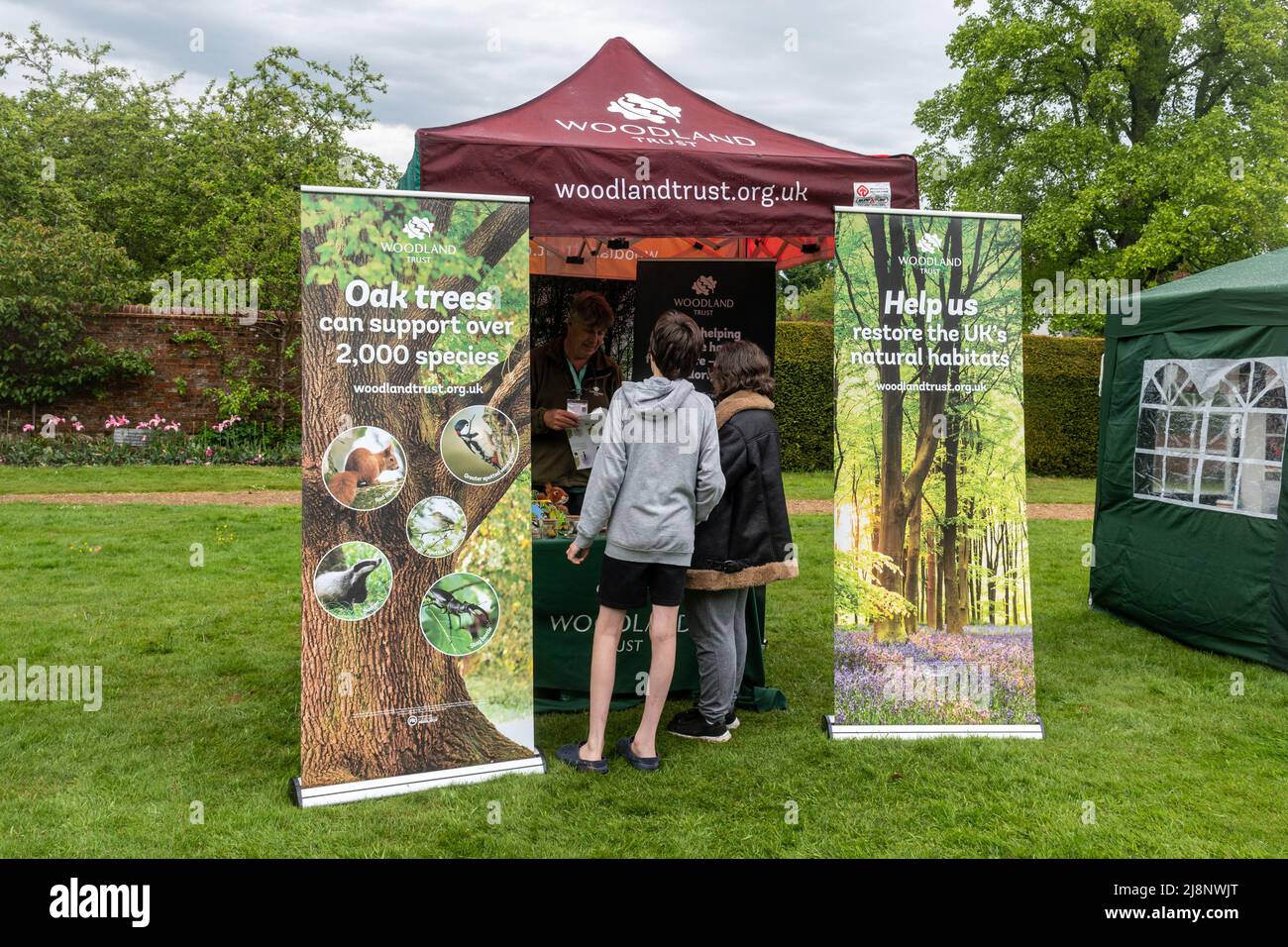 Woodland Trust stall at a nature festival in Hampshire, England, UK