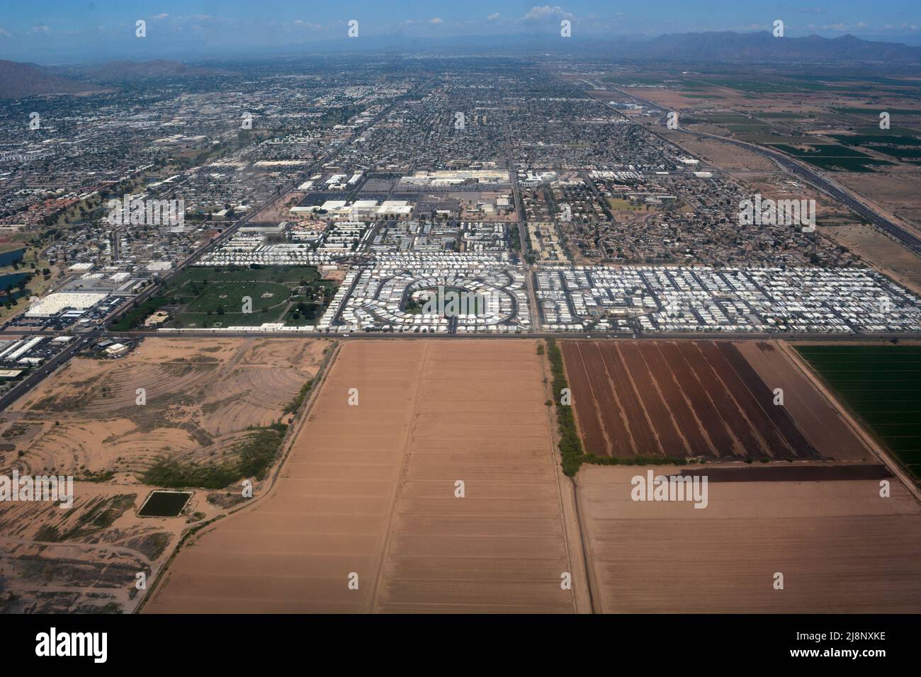 Aerial view of Pueblo Sereno Mobile Home Park in Scottsdale, Arizona