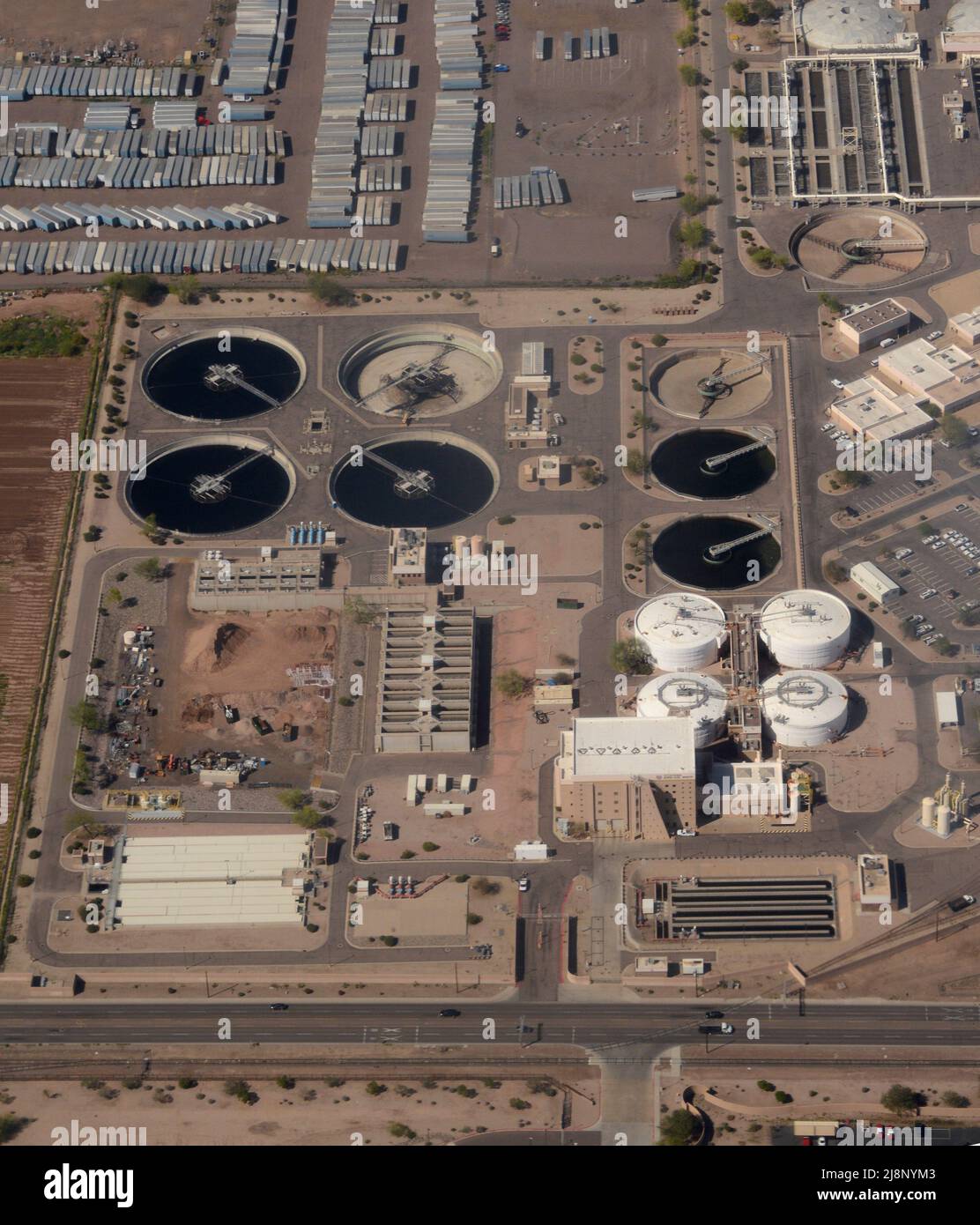 Aerial view of the City of Phoenix Wastewater Treatment Plant (WWTP) in
