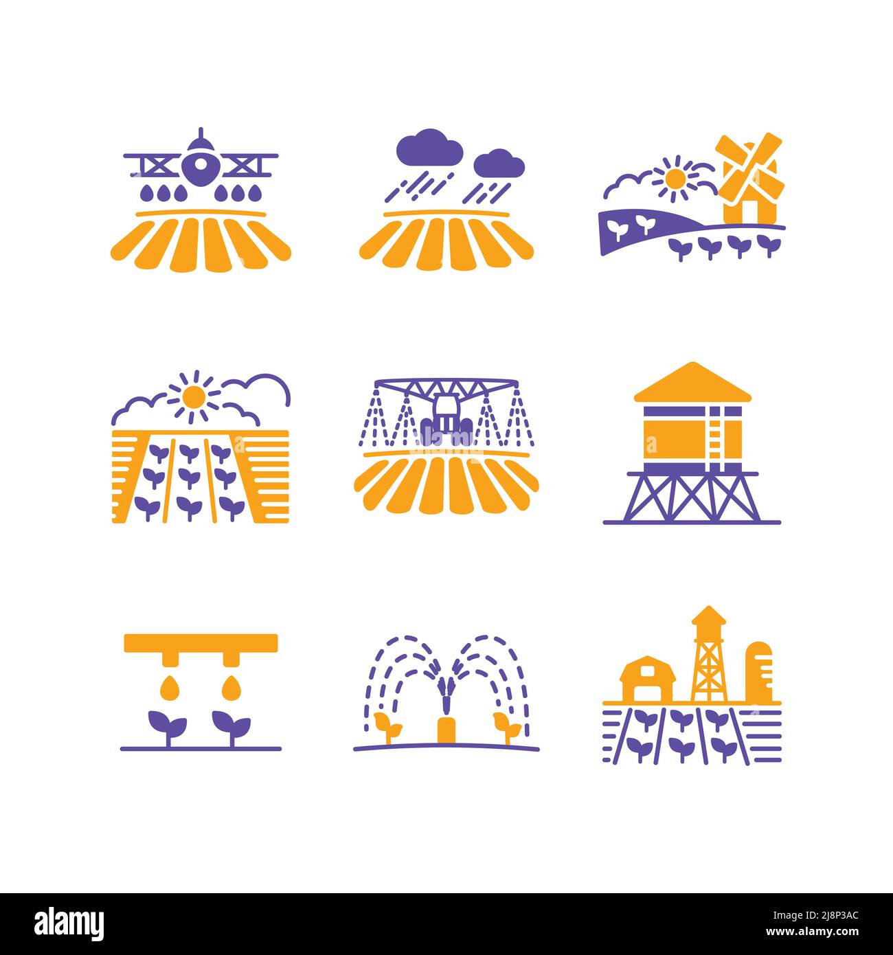 Farm Field vector isolated glyph icon. Agriculture irrigation sign ...