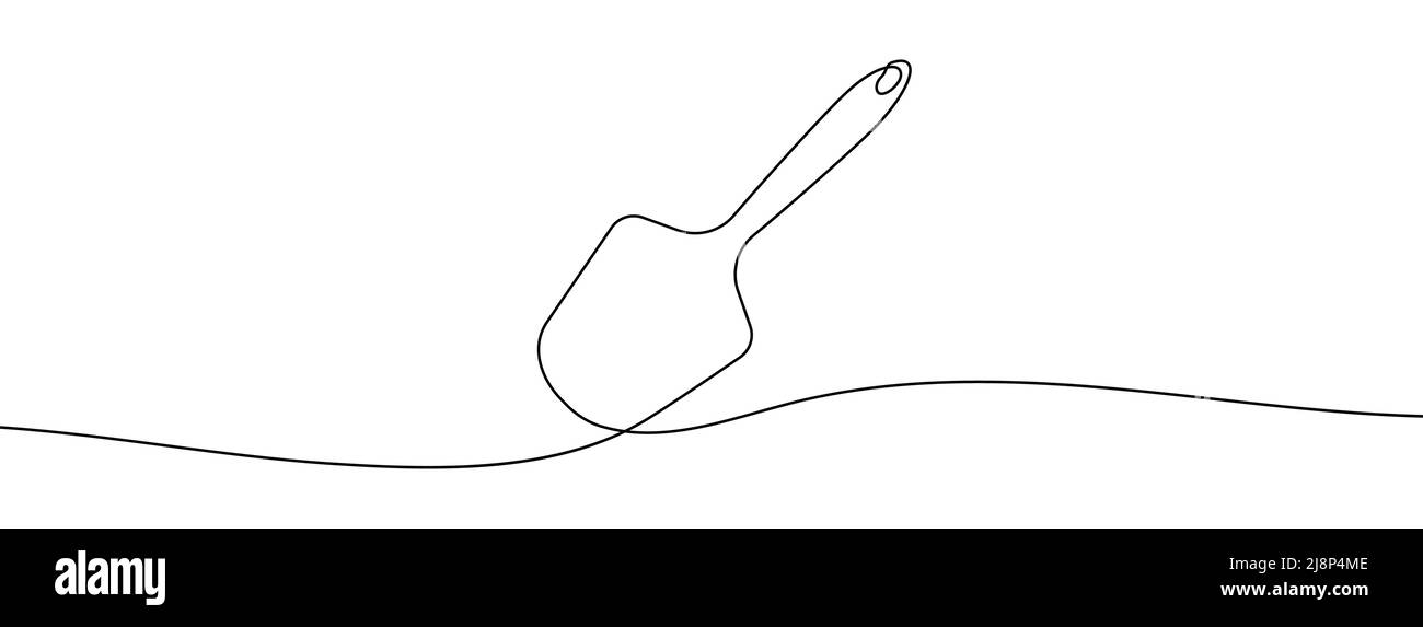 Continuous line drawing of a spatula toy. One line drawing background. Vector illustration