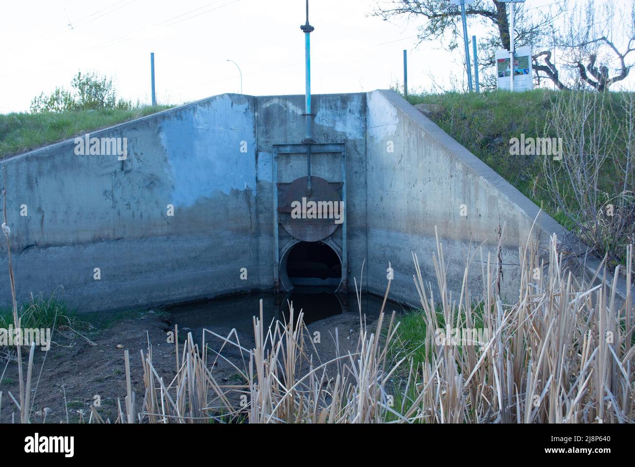 Storm Drain Outflow, Stormwater, Water Drainage Into River Stock Photo