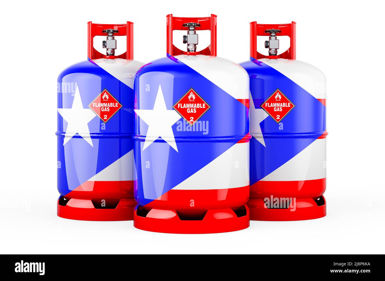 Natural gas tank puerto rico with flag puerto rico Cut Out Stock Images