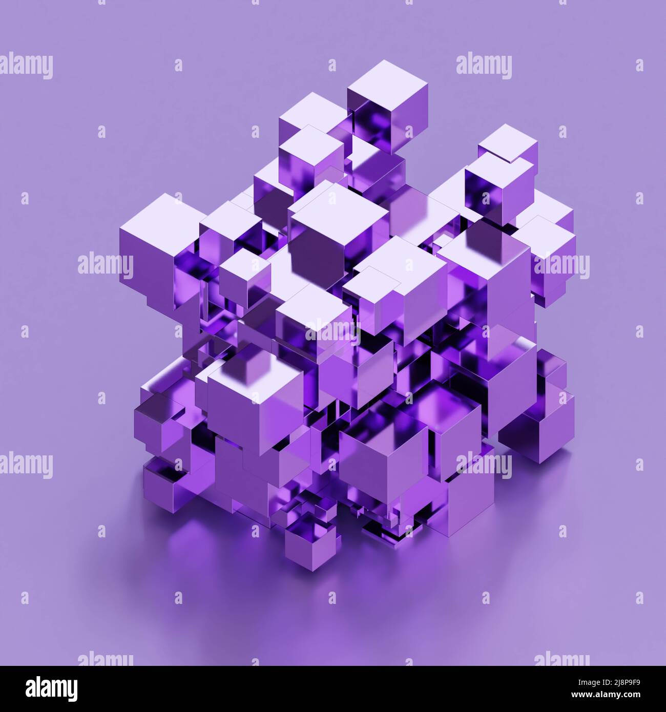 Random Metlic Objects random violet metallic abstract geometric shape cube blocks 3d render ...