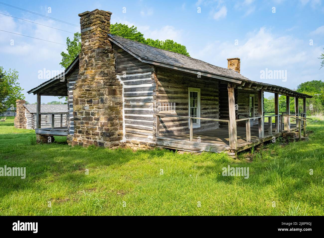 Commanding Officer's Quarters at the Fort Gibson Historic Site in Fort Gibson, Oklahoma. (USA) Stock Photo