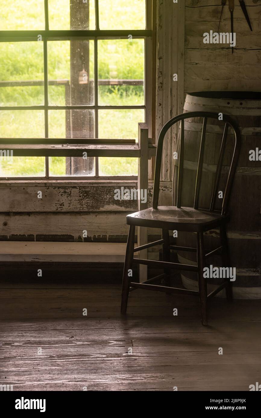 Interior view of Commanding Officer's Quarters at Fort Gibson Historic Site in Fort Gibson, Oklahoma. (USA) Stock Photo