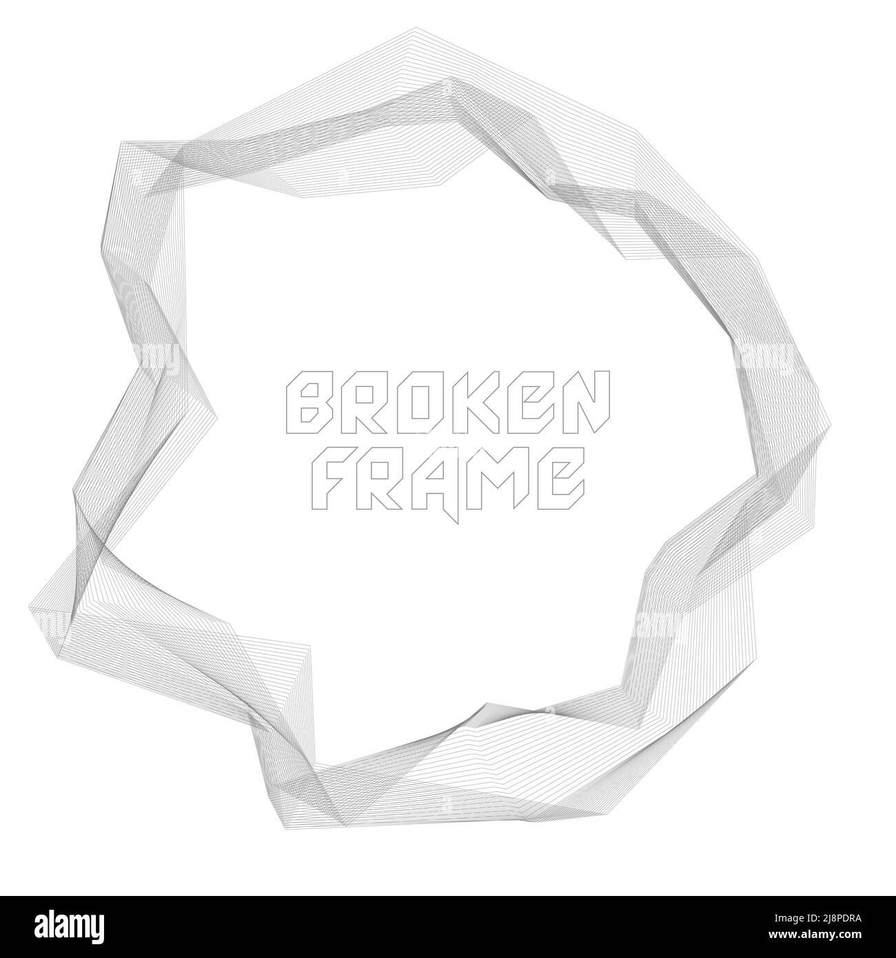 Abstract guilloche broken polygonal transparent frame by thin gray lines. Vector graphics Stock Vector