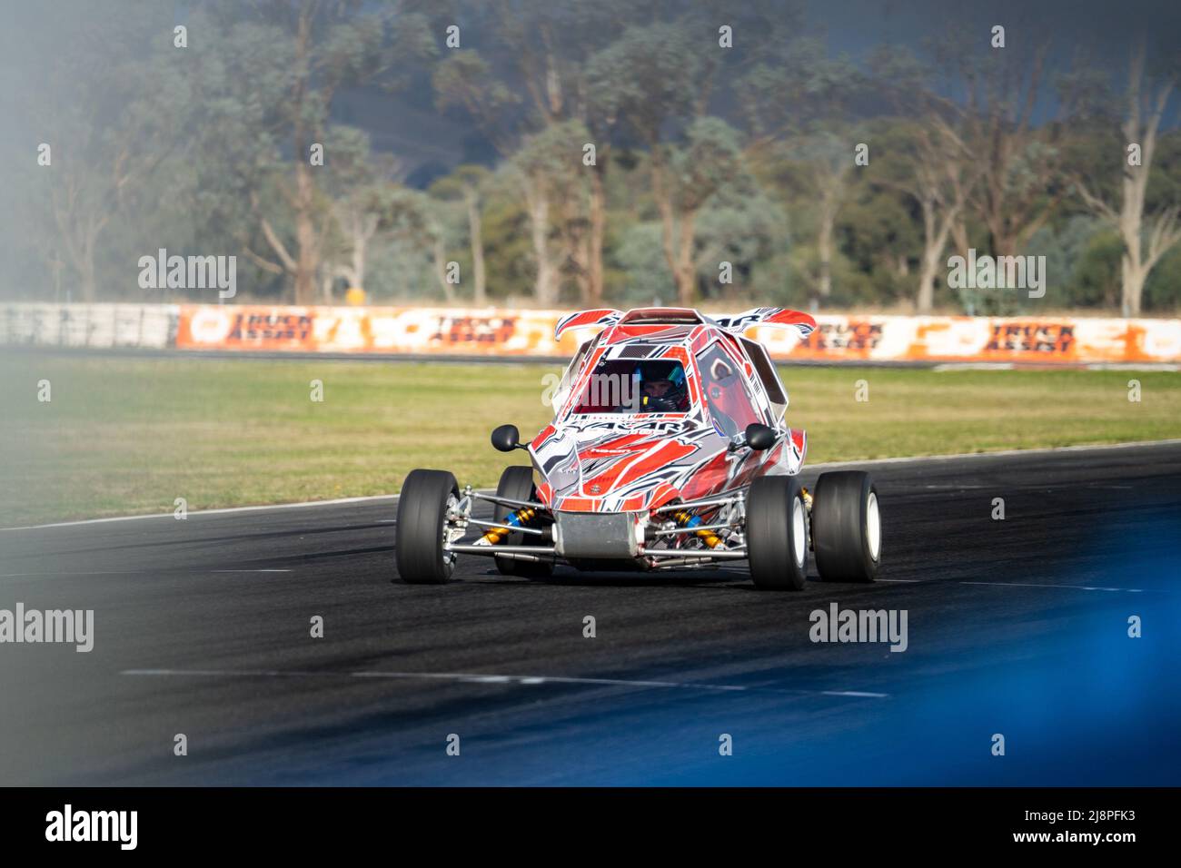 Testing out a Yacar Crosscart at Winton Motor Raceway during a private test day. Stock Photo