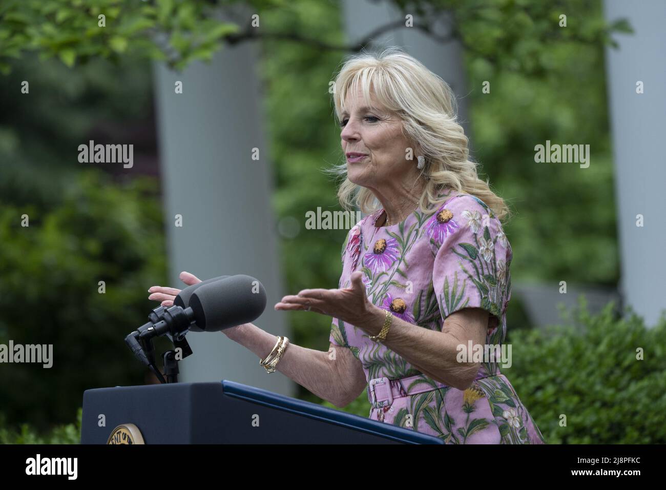 Washington, United States. 17th May, 2022. First lady Dr. Jill Biden speaks during a reception at the White House in Washington, DC to celebrate Asian American, Native Hawaiian, and Pacific Islander Heritage Month, on Tuesday, May 17, 2022. Photo by Chris Kleponis/UPI Credit: UPI/Alamy Live News Stock Photo