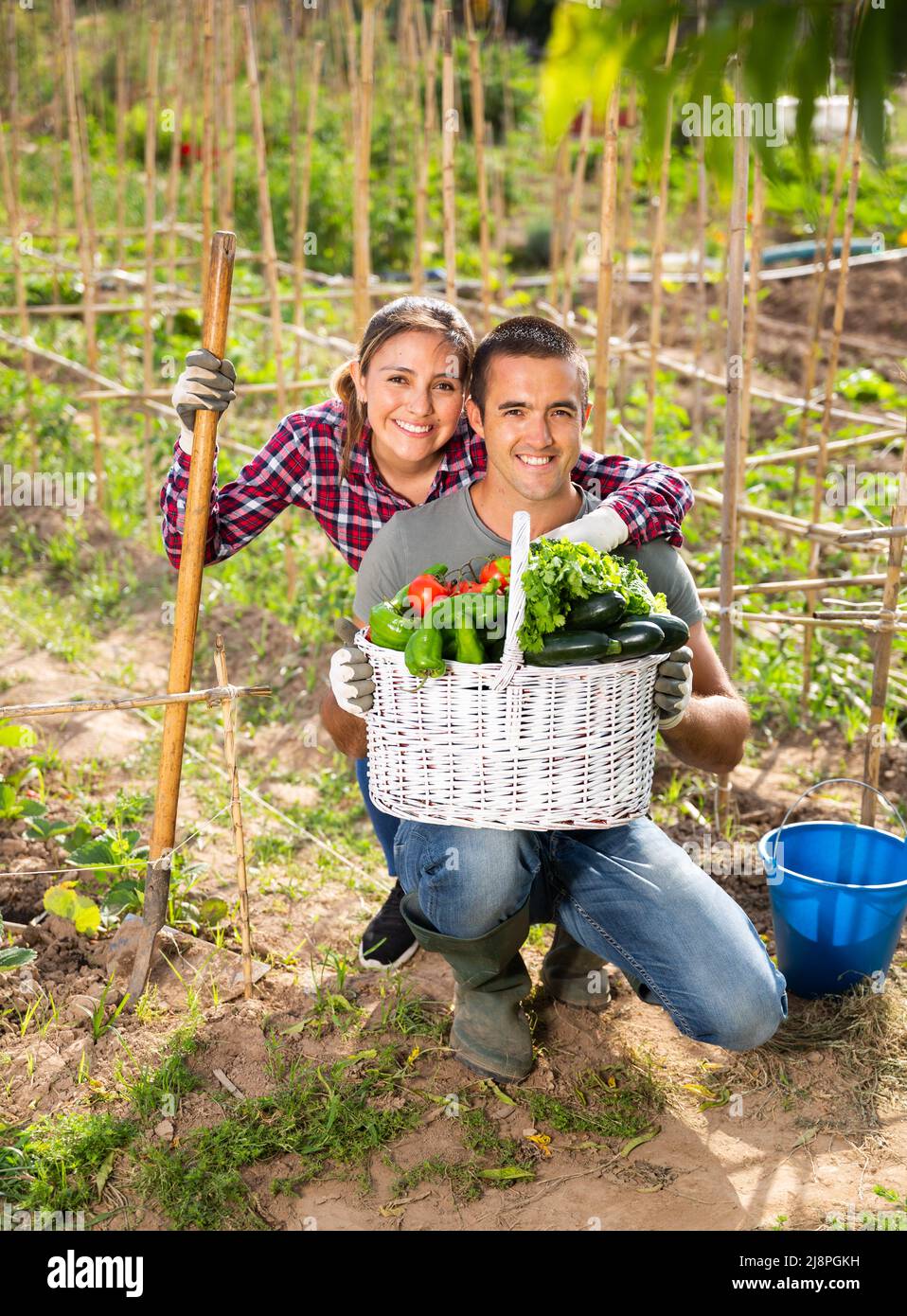Happy family couple gardeners hi-res stock photography and images - Alamy
