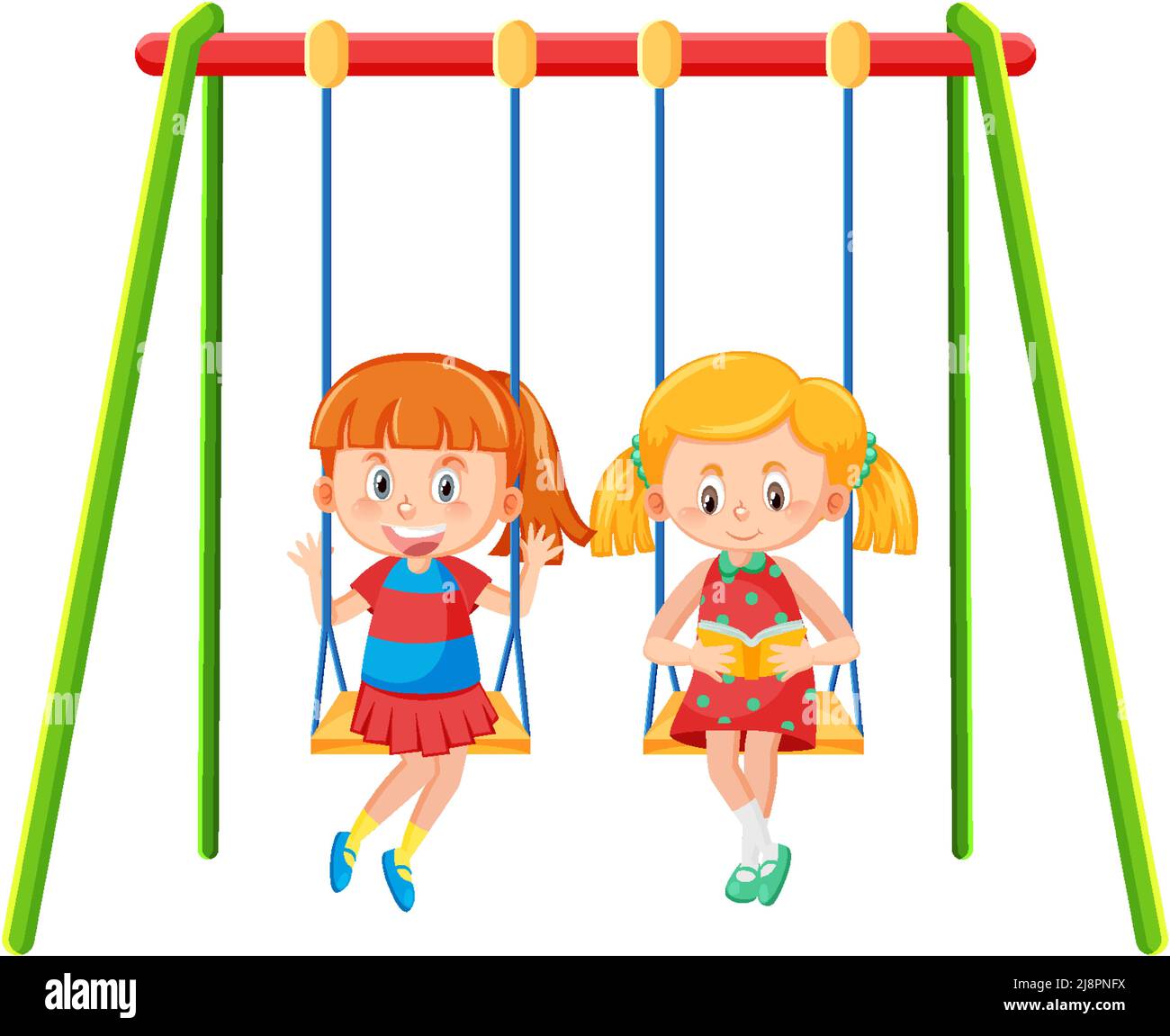 Kids On Swing Cartoon