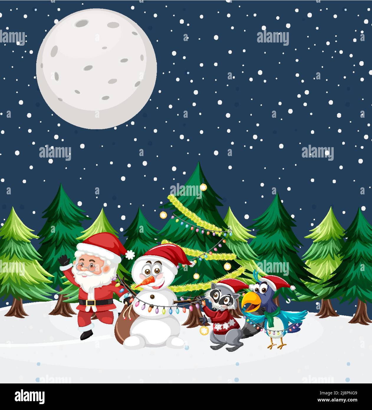 Christmas theme with Santa and snowman illustration Stock Vector Image ...