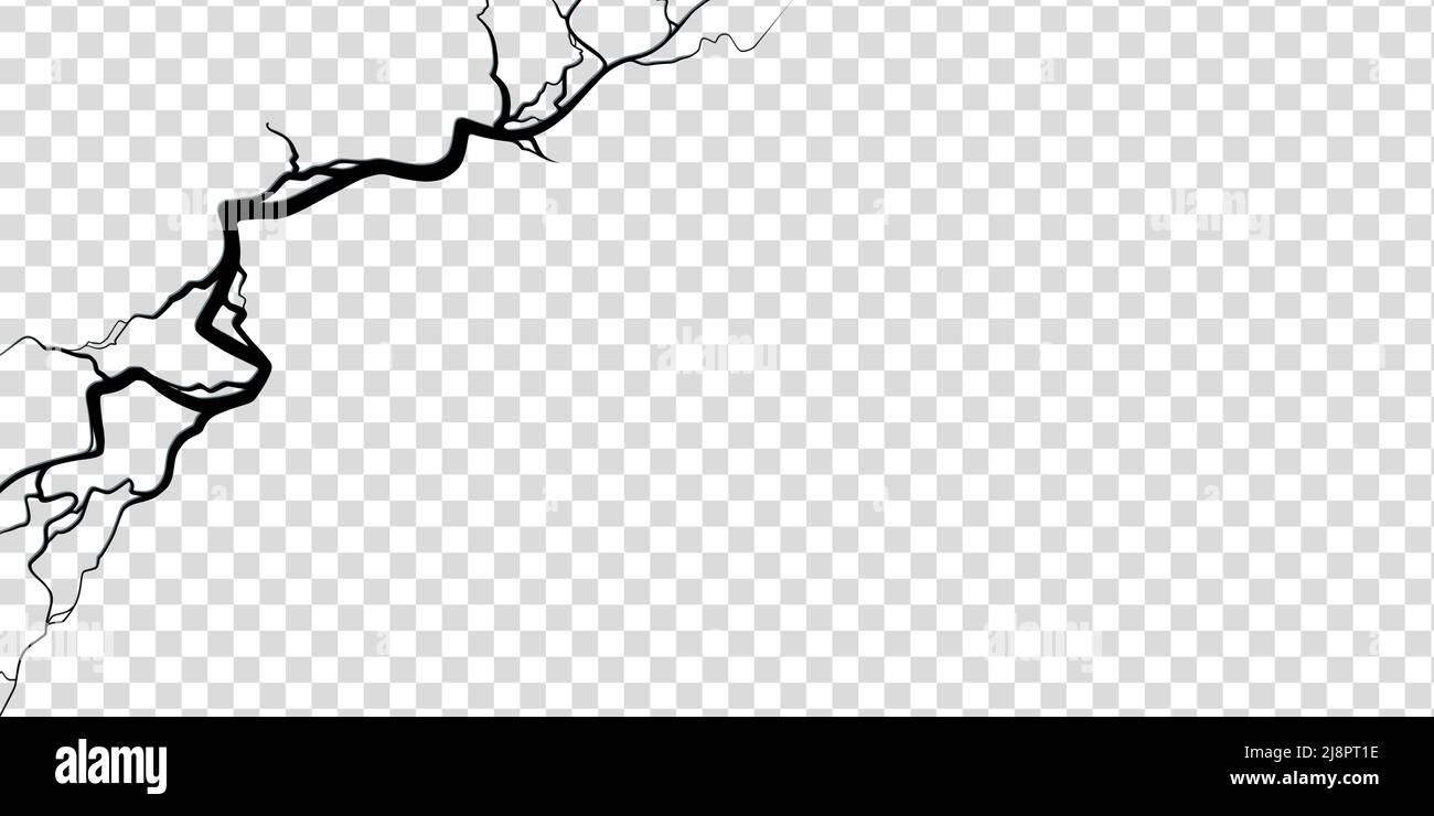 Crack on concrete or ground due to aging or drought. Fissure isolated ...